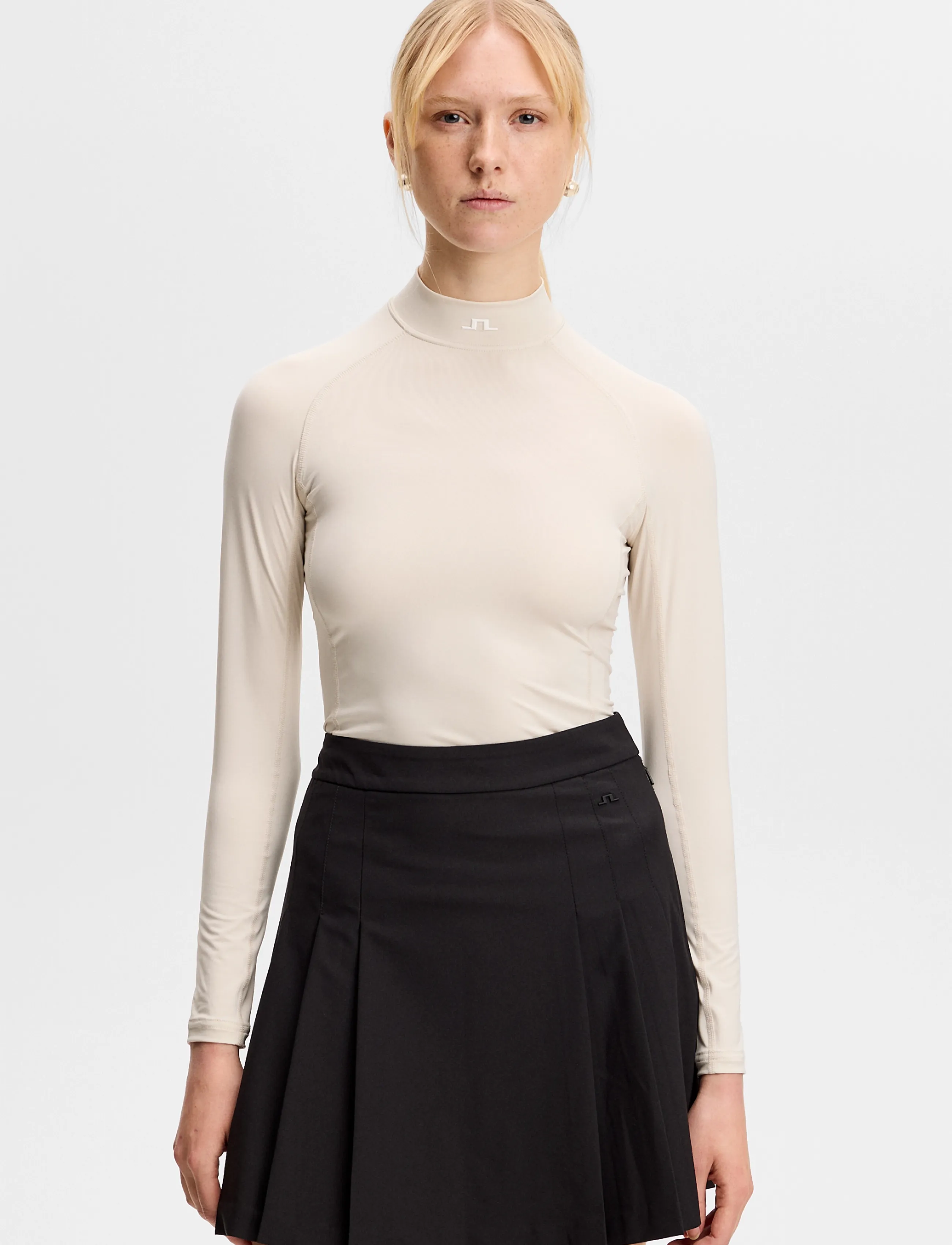 J. Lindeberg Ella Compression Top, Kvinder, Langærmet Kompressions Top, Cream, Str: L