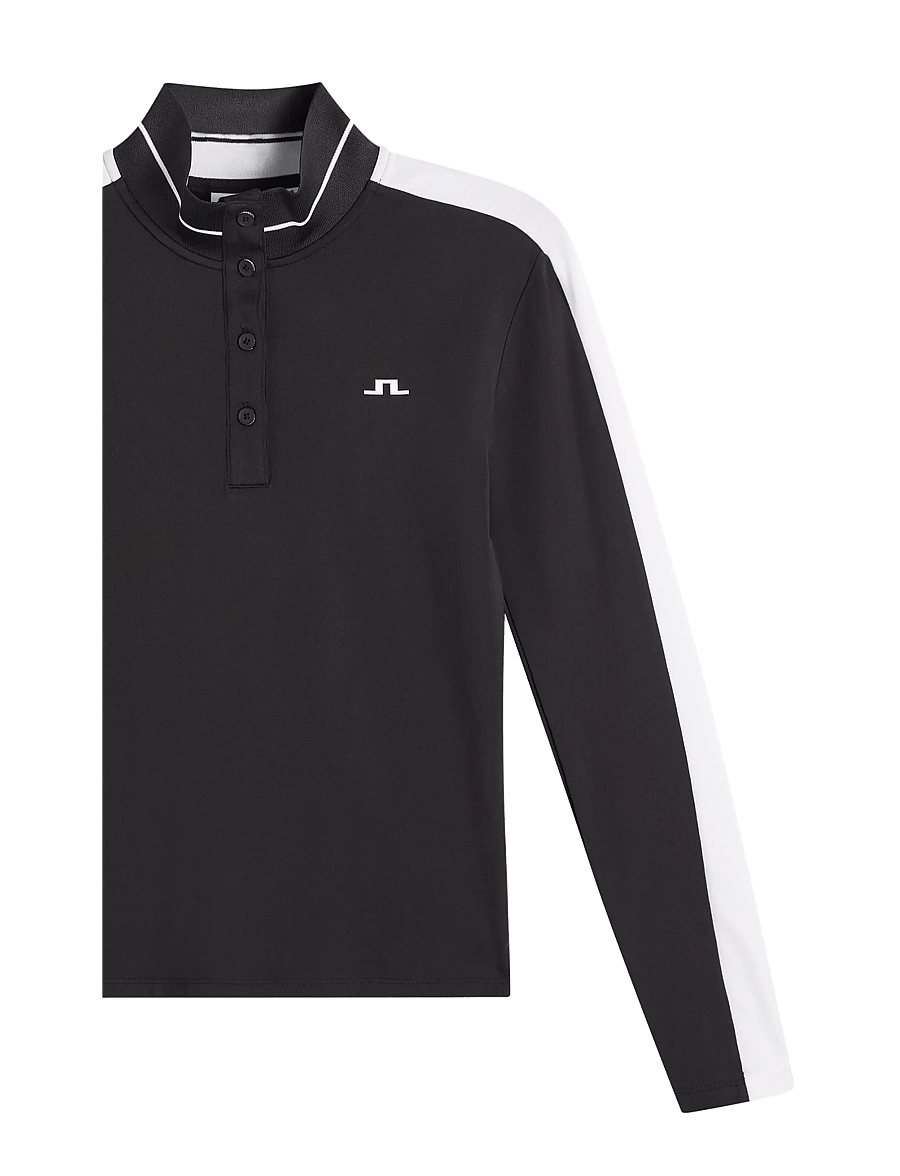 J. Lindeberg - HERTTA LONG SLEEVE POLO - långärmade tröjor - black - 2