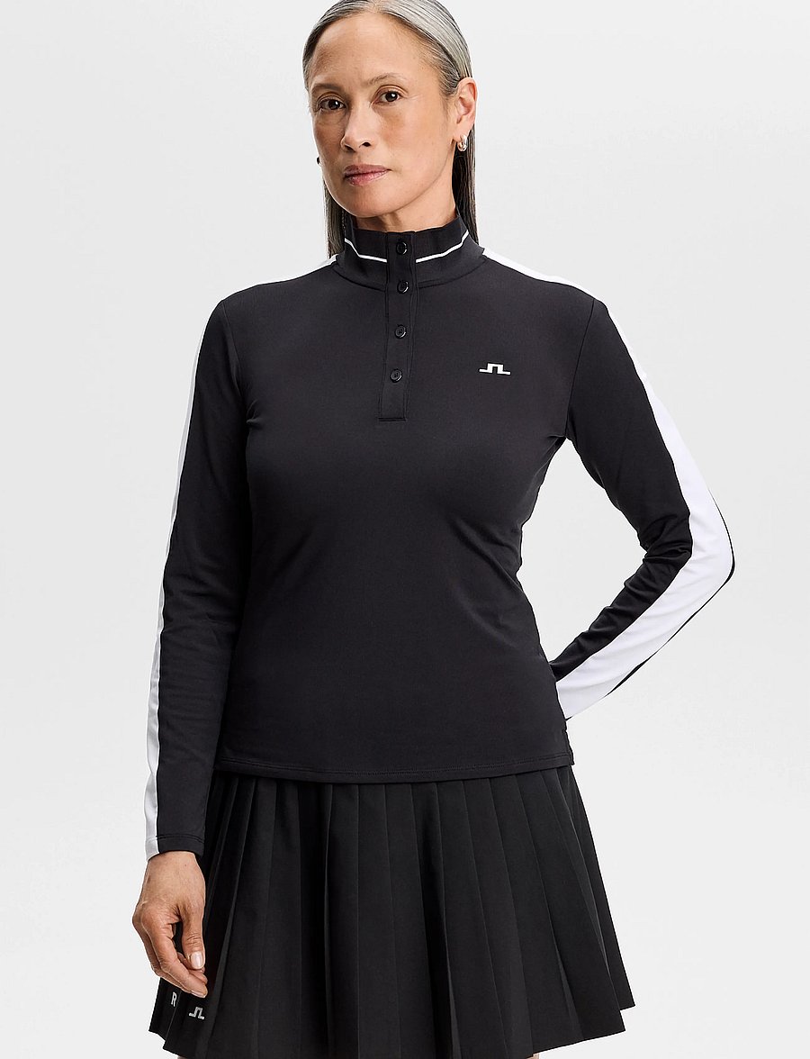 J. Lindeberg - HERTTA LONG SLEEVE POLO - långärmade tröjor - black - 0