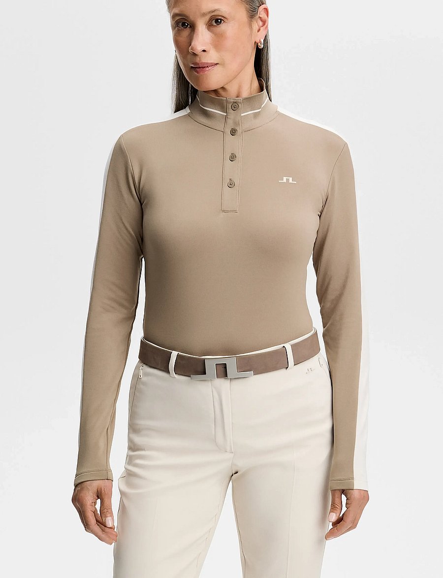 J. Lindeberg - HERTTA LONG SLEEVE POLO - langarmshirts - brindle - 0