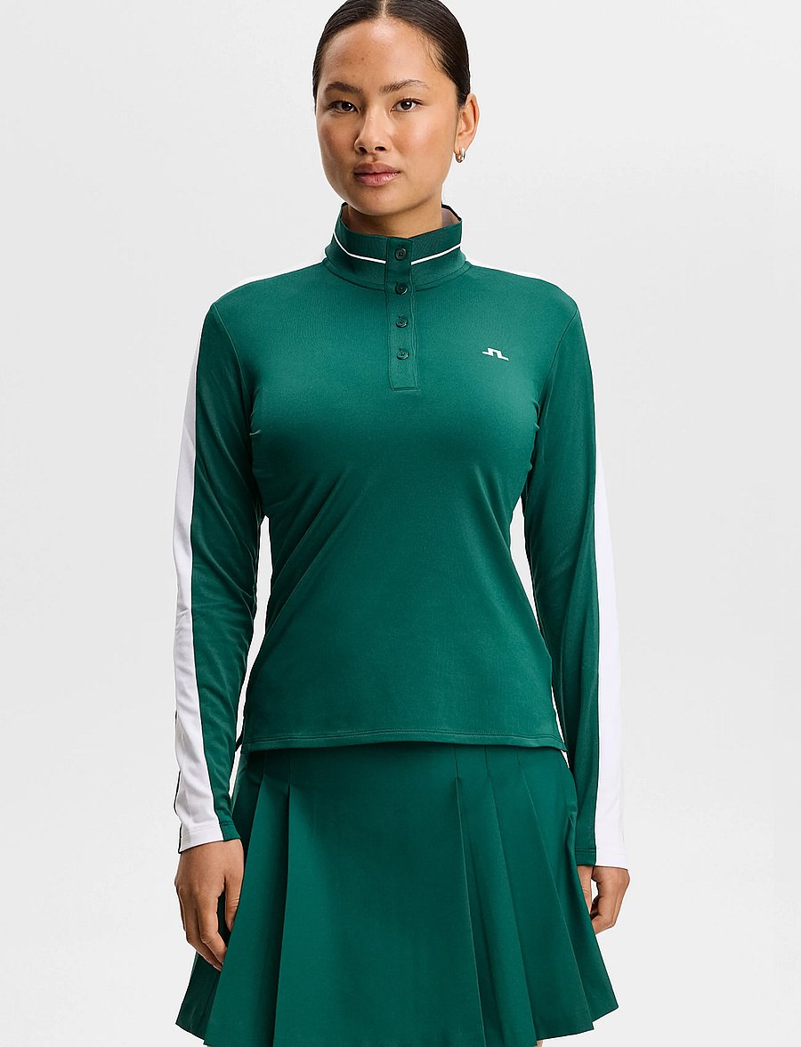 J. Lindeberg - HERTTA LONG SLEEVE POLO - långärmade tröjor - forest biome - 0