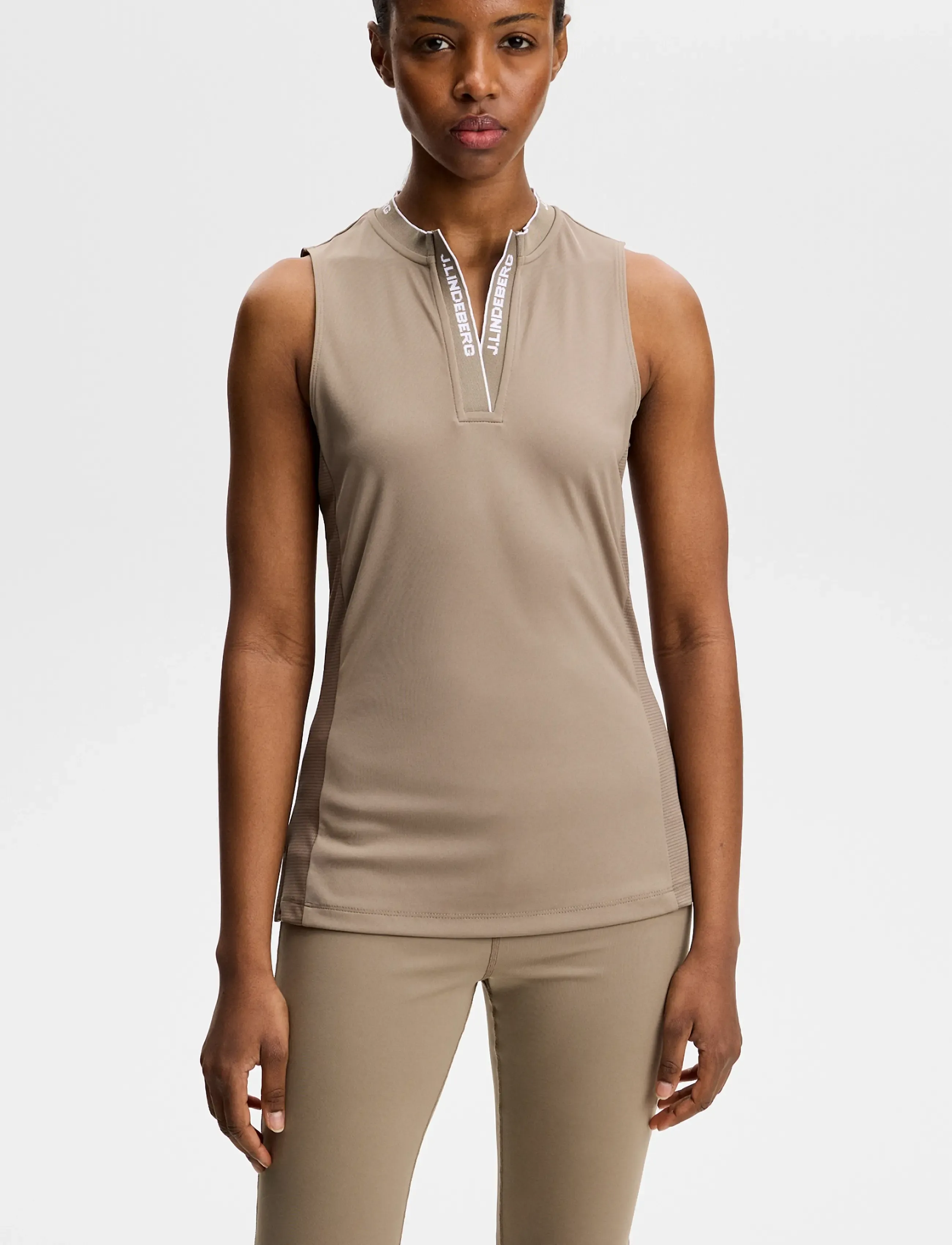 J. Lindeberg Leya Sleeveless Top, Kvinder, Ærmeløs Golftop, Beige, Str: XS