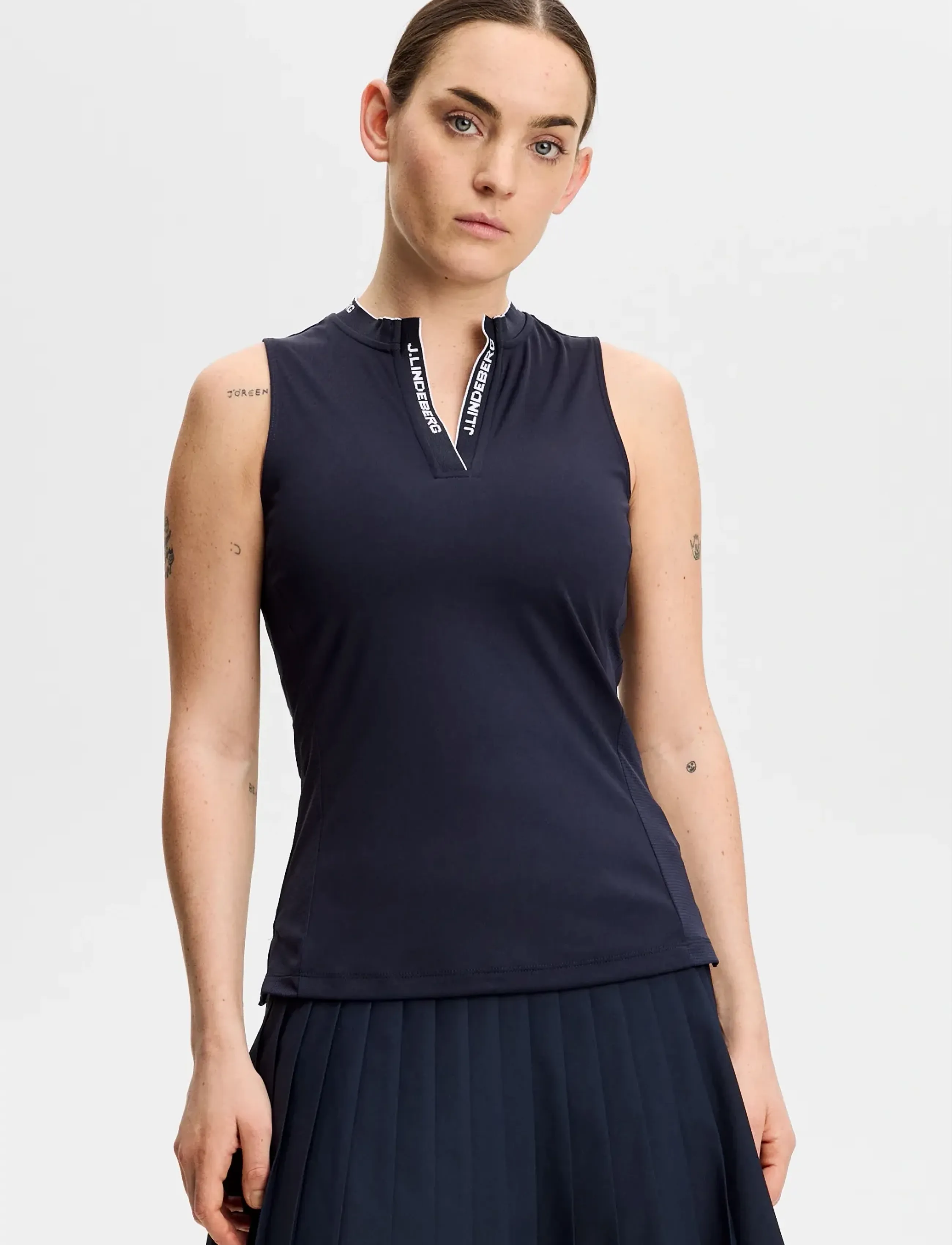 J. Lindeberg Leya Sleeveless Top, Kvinder, Ærmeløs Golftop, Navy, Str: S