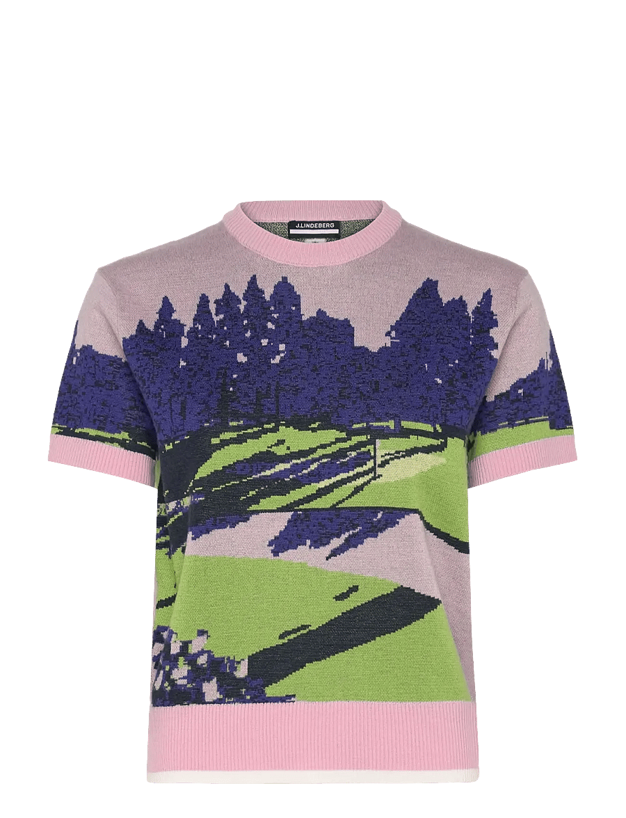J. Lindeberg - Nico Knitted Top - alussärgid - watercolor jacquard pink - 1