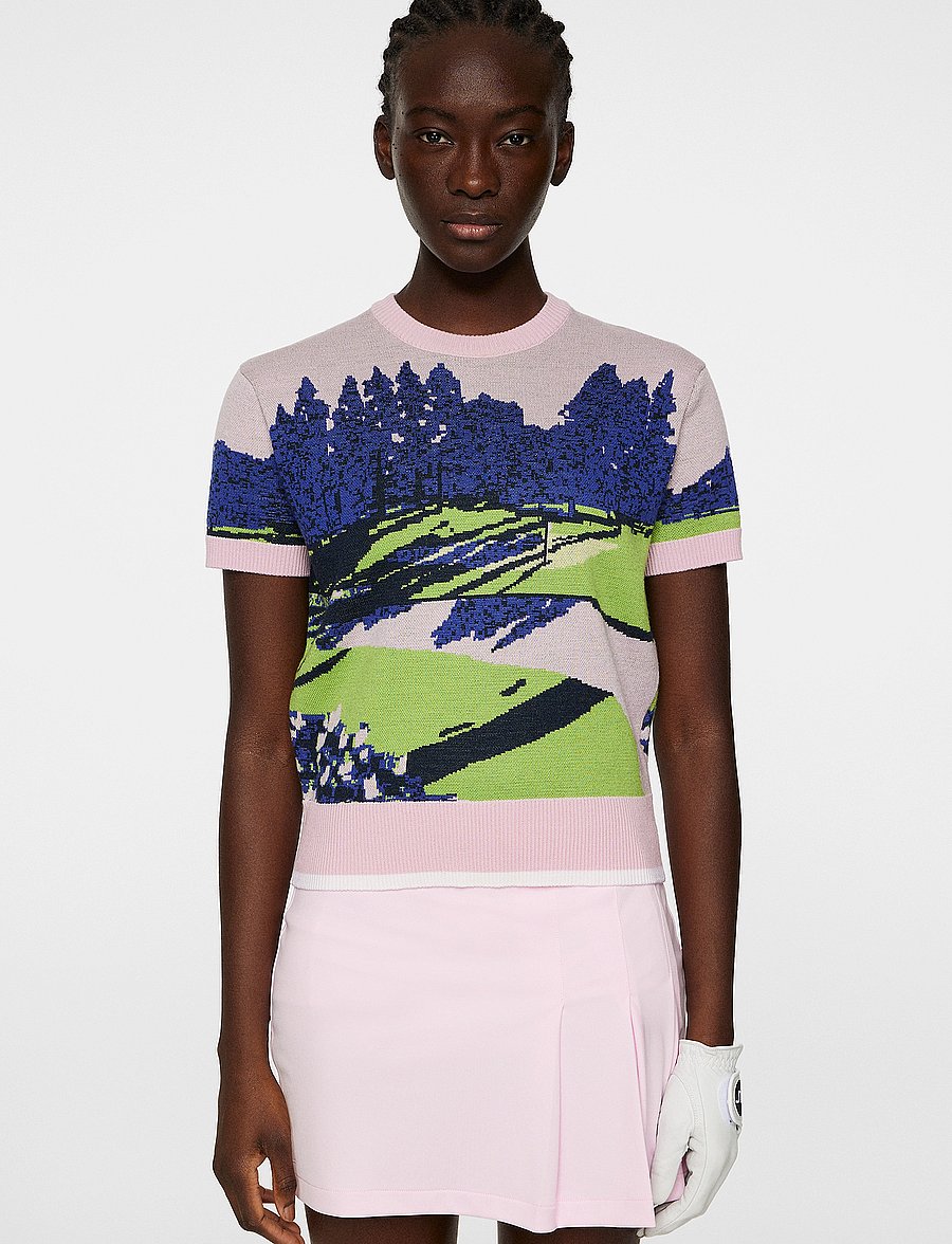 J. Lindeberg - Nico Knitted Top - alussärgid - watercolor jacquard pink - 0