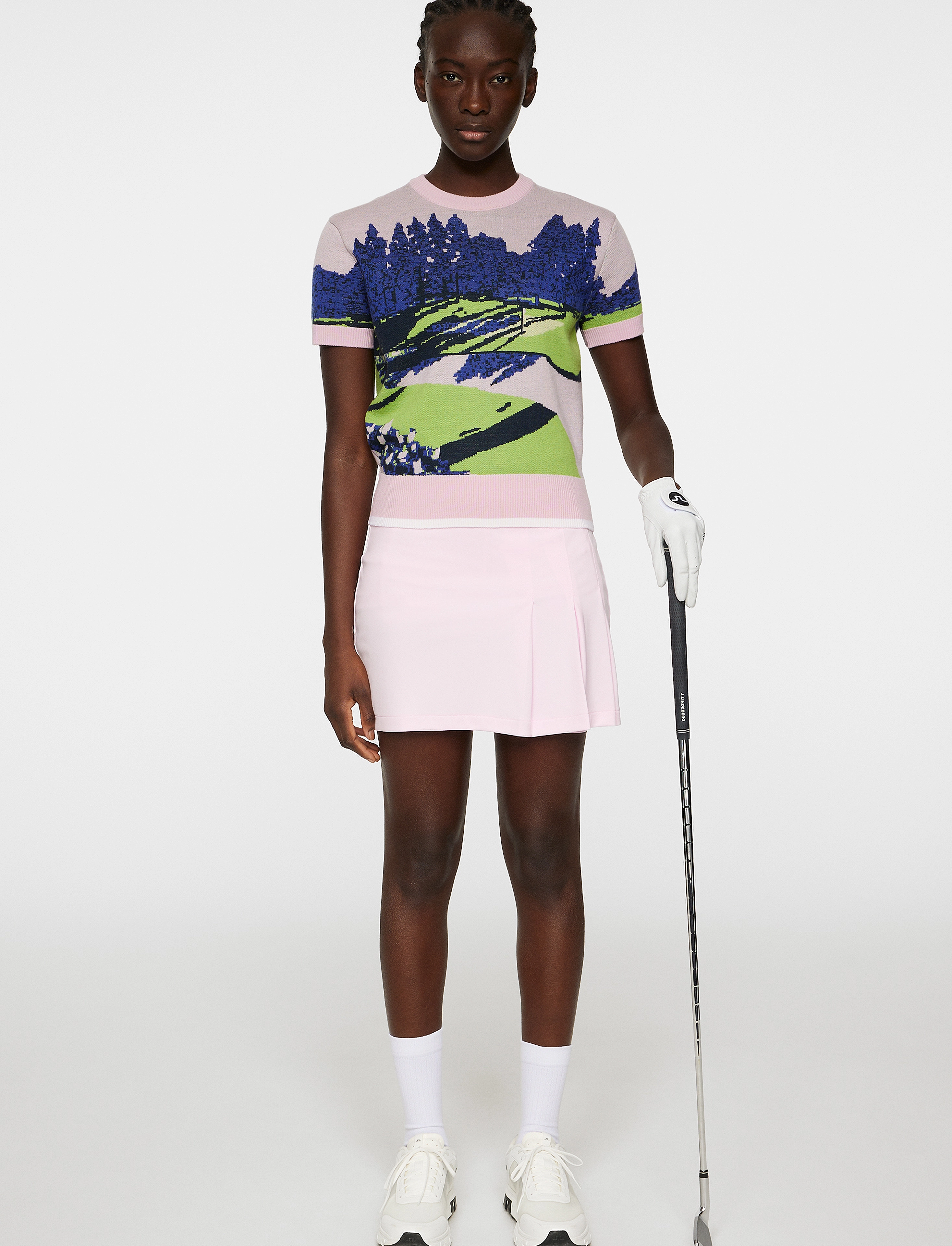 J. Lindeberg - Nico Knitted Top - tops - watercolor jacquard pink - 4