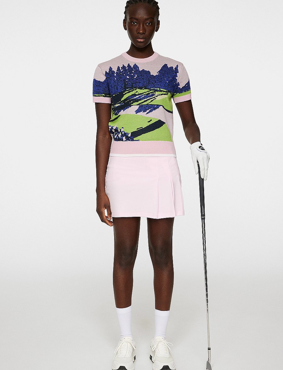 J. Lindeberg - Nico Knitted Top - alussärgid - watercolor jacquard pink - 4