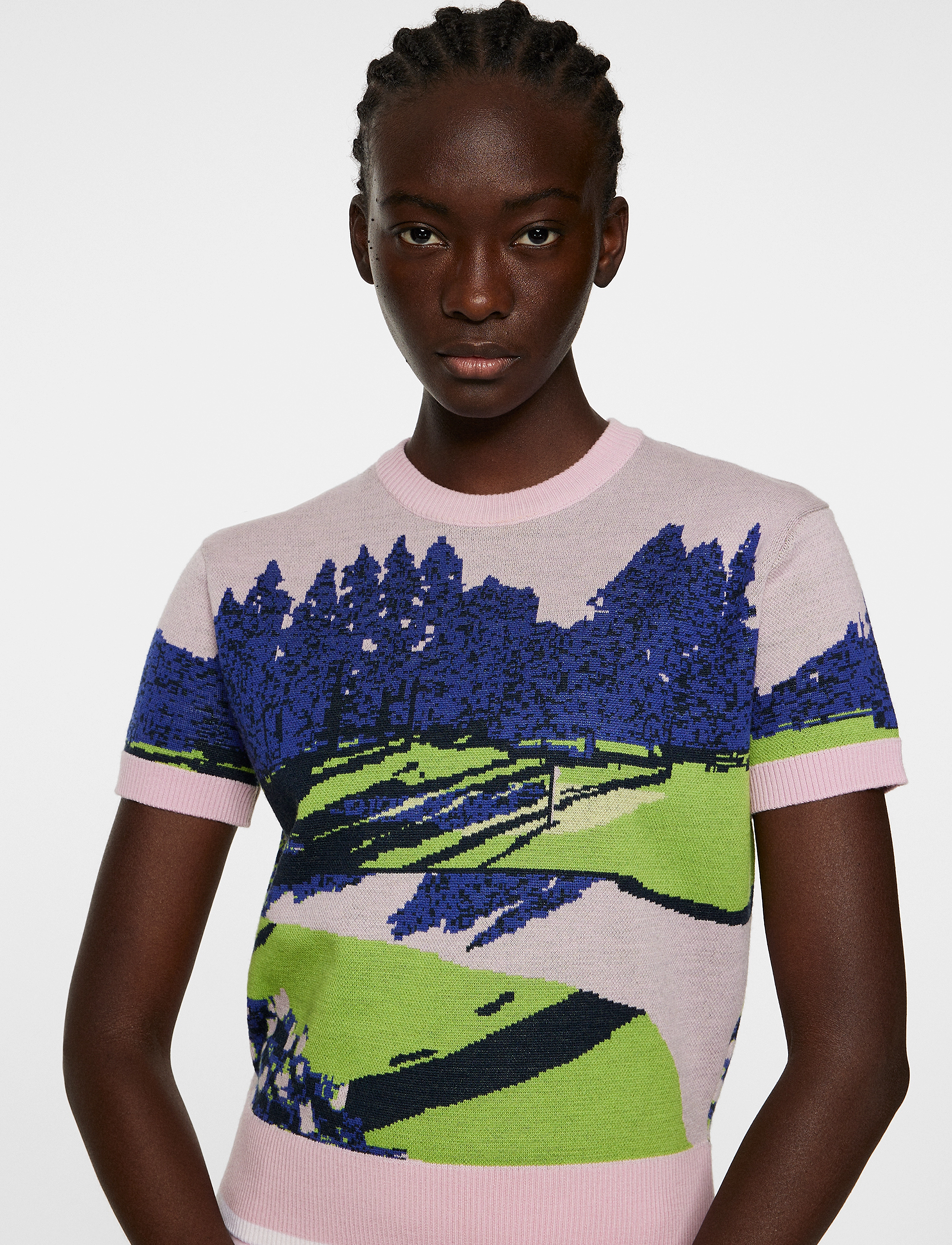 J. Lindeberg - Nico Knitted Top - tops - watercolor jacquard pink - 5