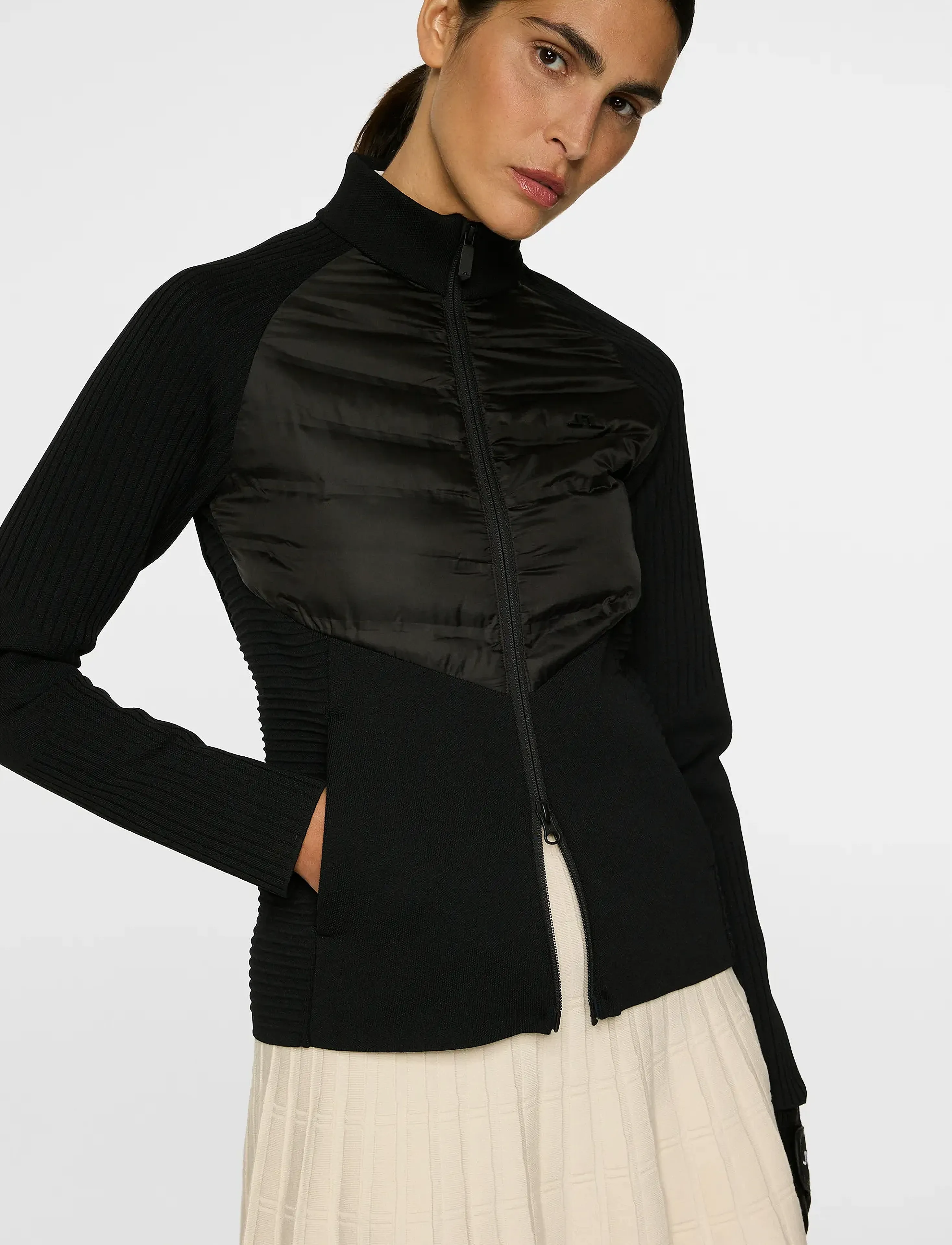 J. Lindeberg - Wendy Tech Knit Zip Sweater - black - 5