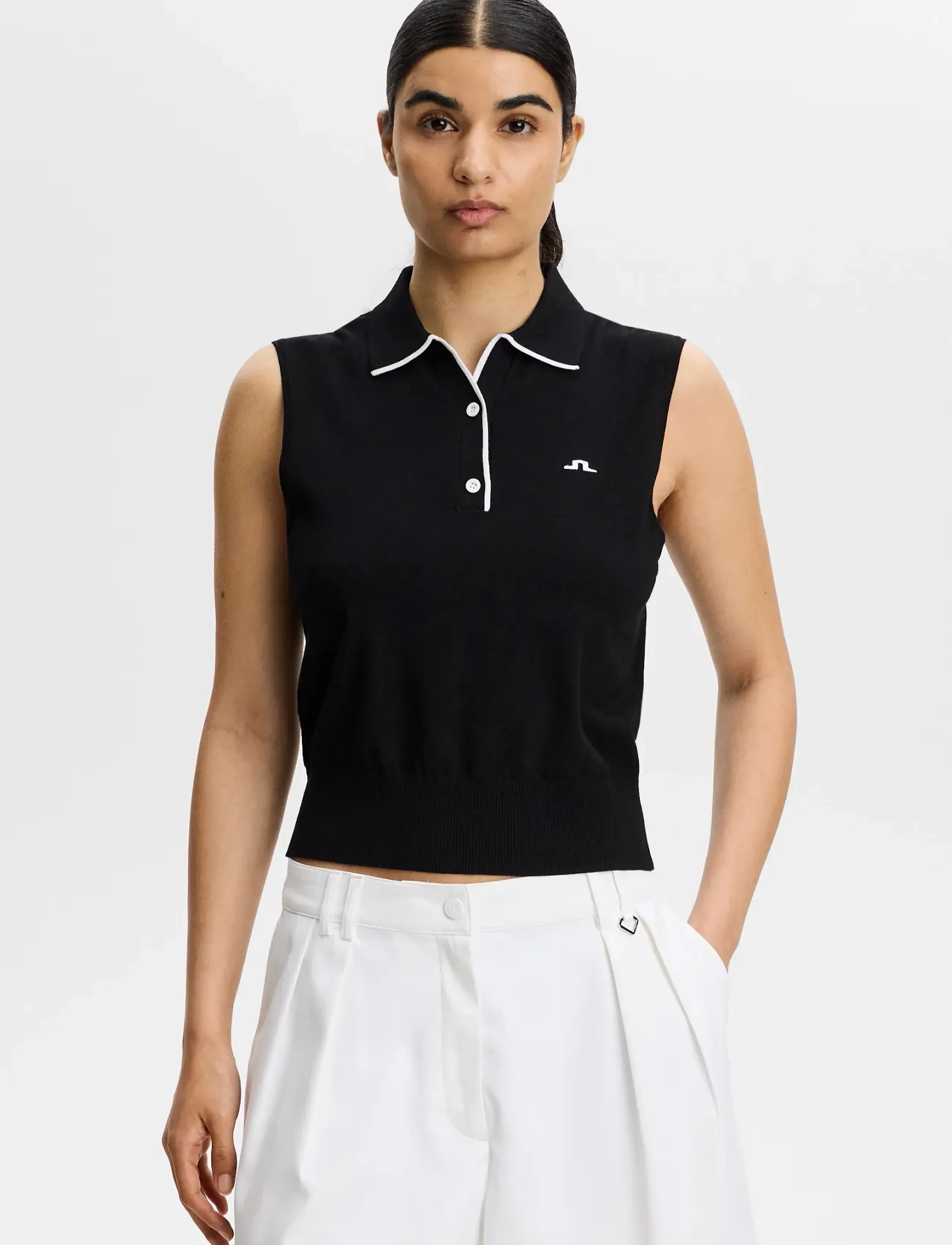 J. Lindeberg 30Y Becca Knit Polo, L, Sports Oberteile & T-shirts, Weiß - Sport Polos, Frauen