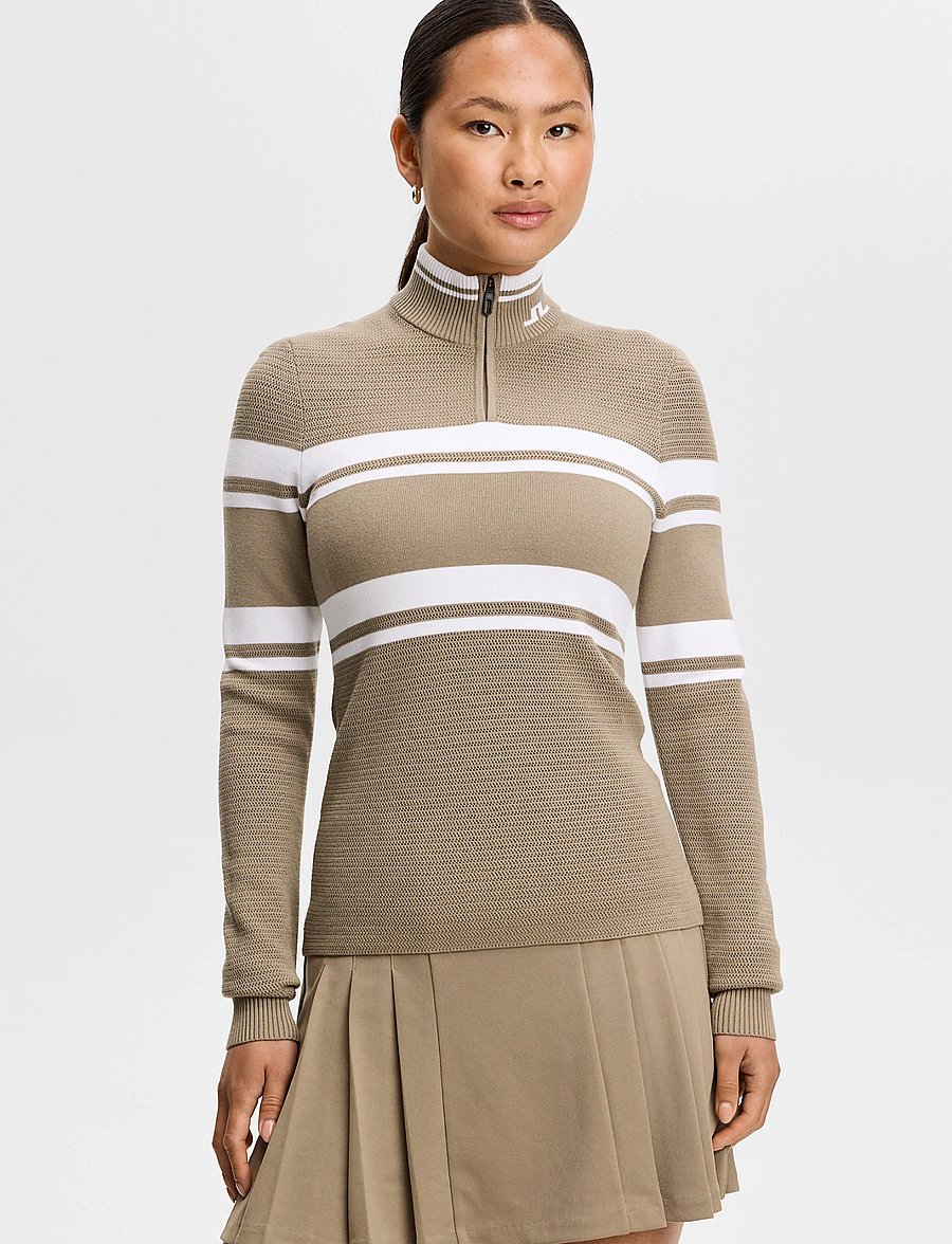 J. Lindeberg - ARIADNE KNIT QUARTER ZIP - sweatshirts - brindle - 0