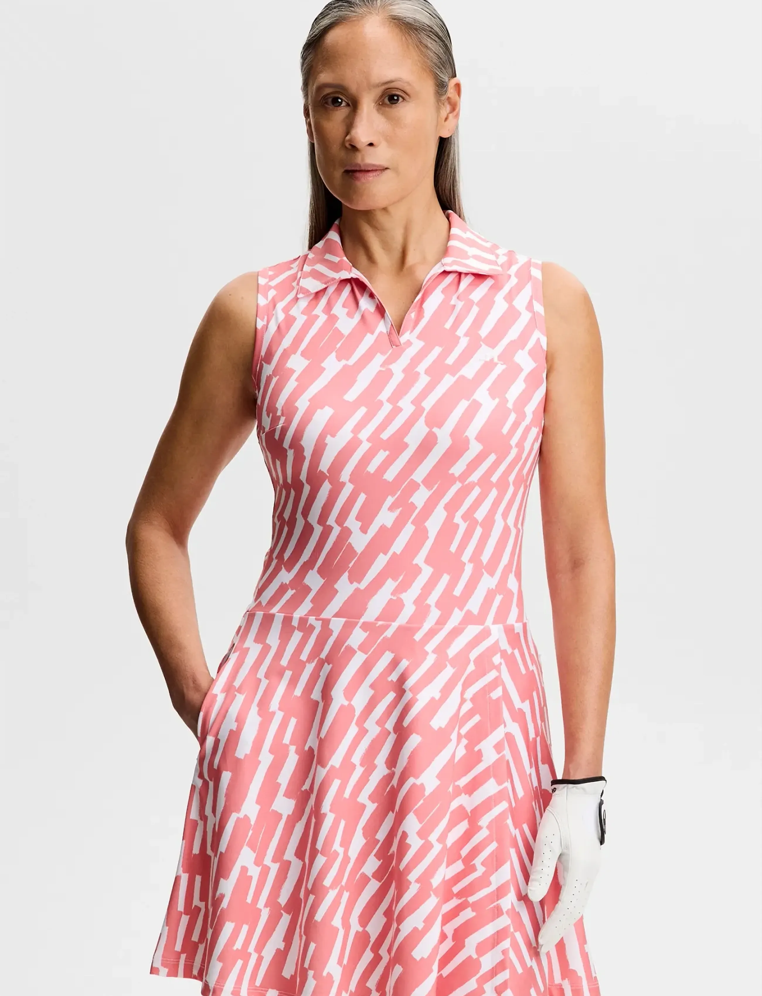 J. Lindeberg Dana Printed Dress - Klänningar - OAK FLAMINGO M / pink/rose