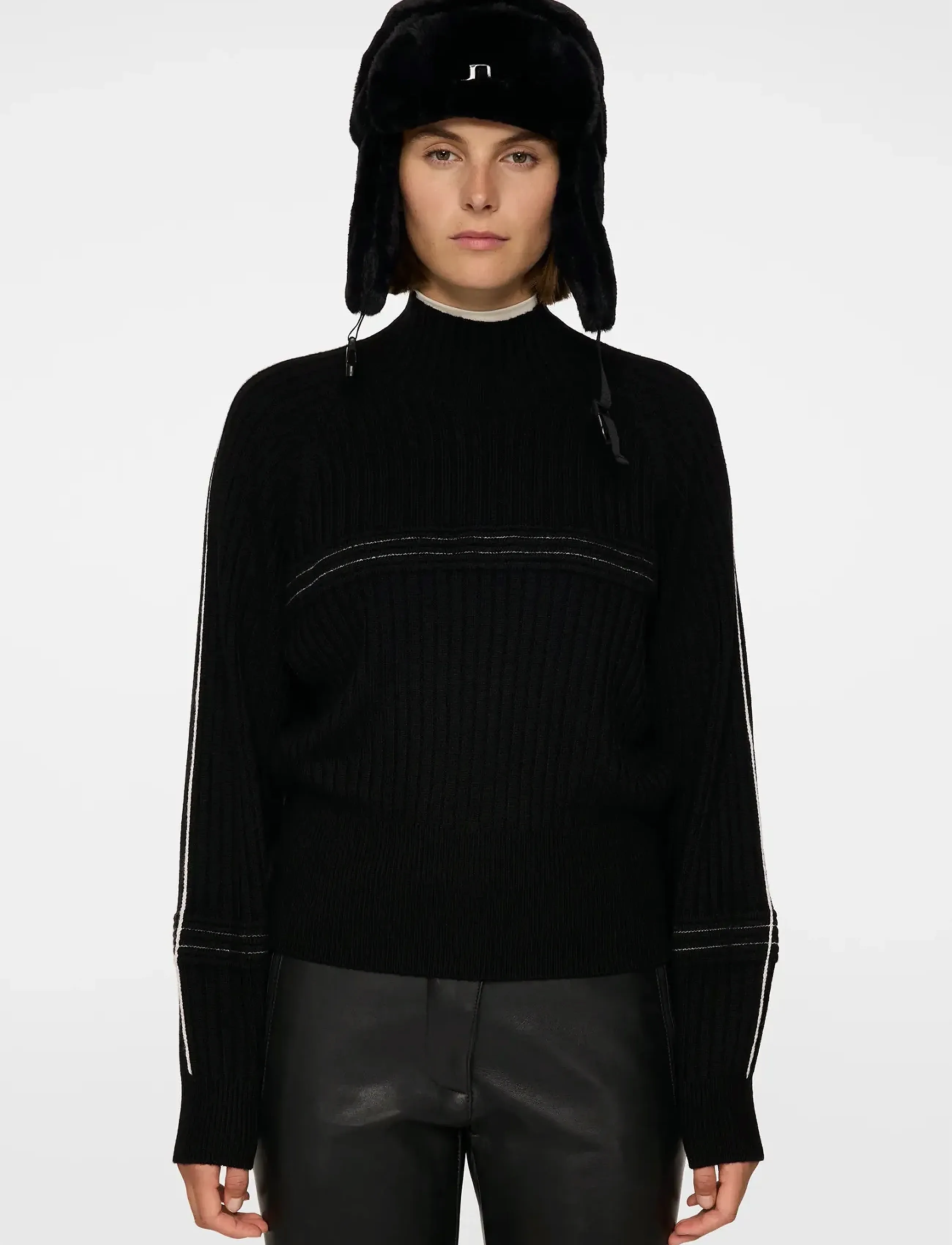 J. Lindeberg Nora Knitted Sweater, L, Sport Sweatshirts & Hoodies, Schwarz - Knitwear, Frauen