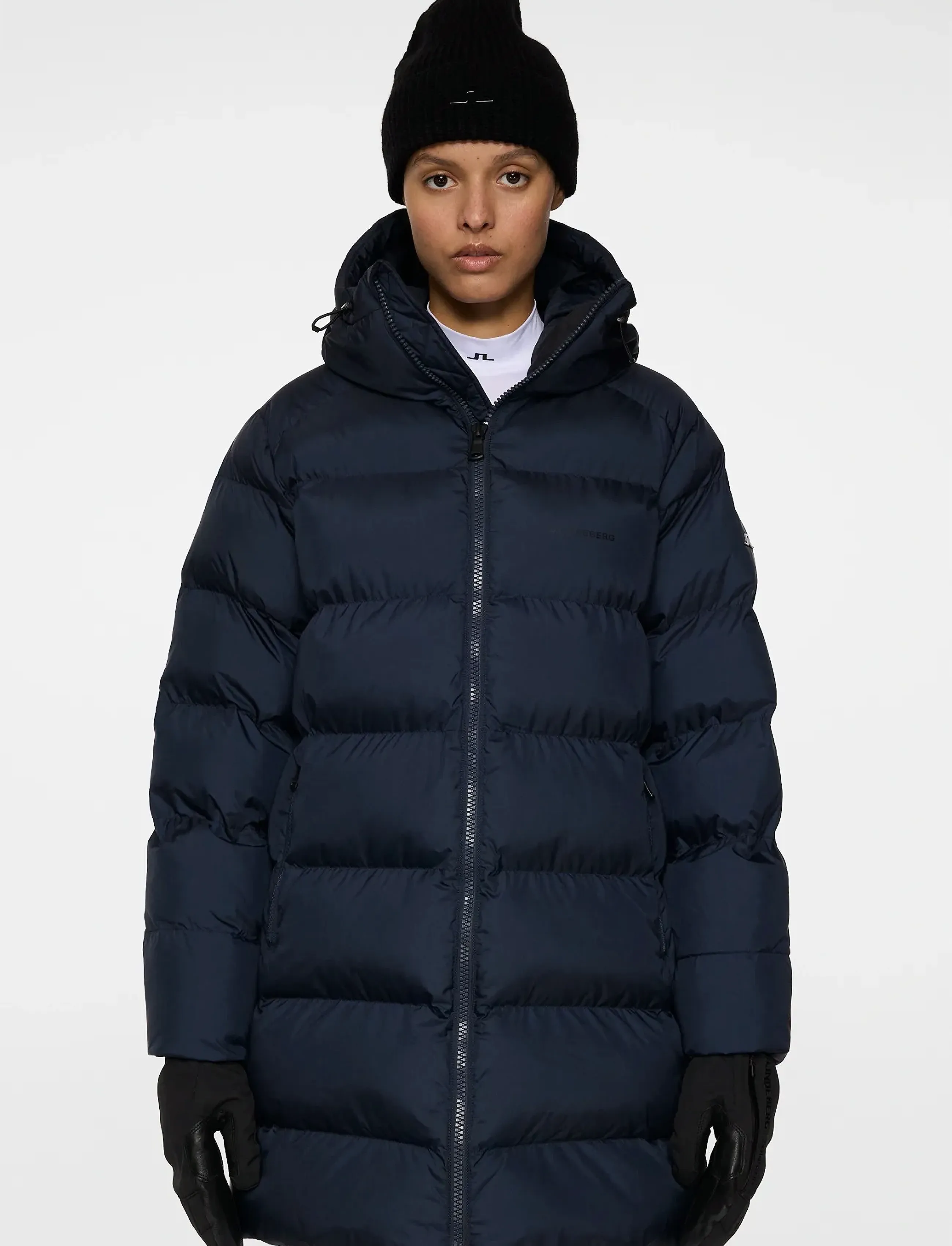 J. Lindeberg Baryl Padded Parka, Kvinder, Polstret Parka Med Hætte, Navy, Str: L