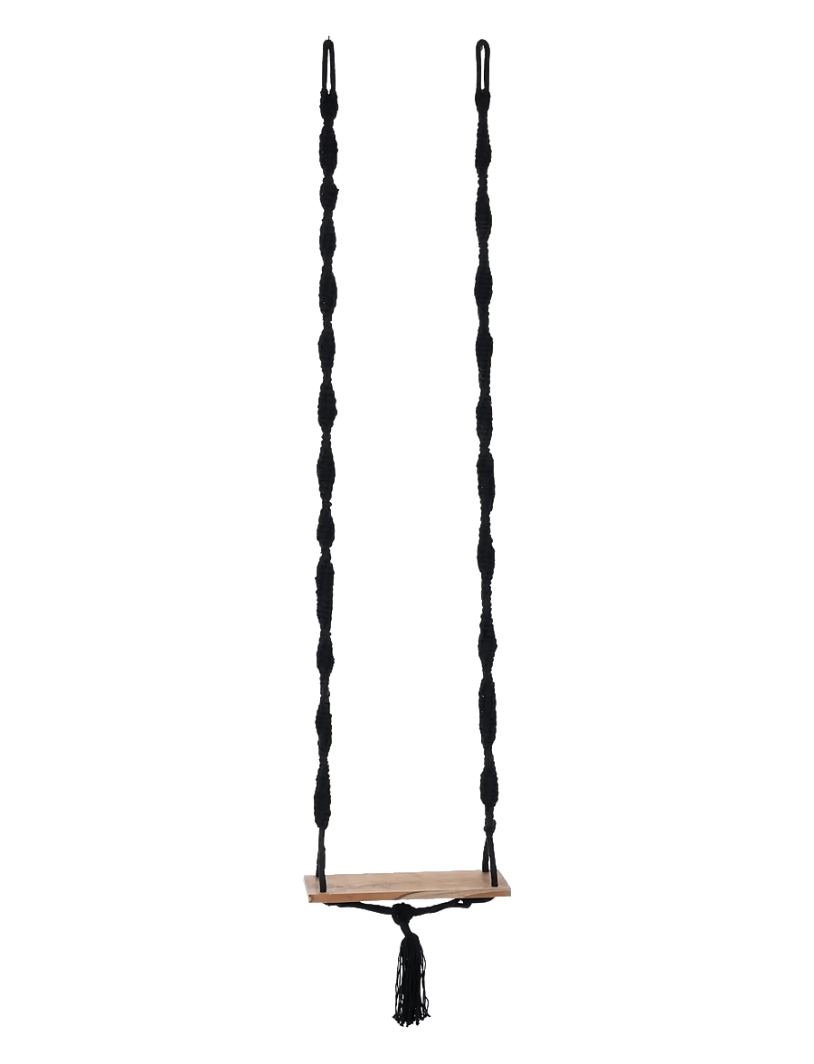 J-Line - SWING COTTON/ALBASIA WOOD BLACK - motoriekmeubels - black, nature - 0