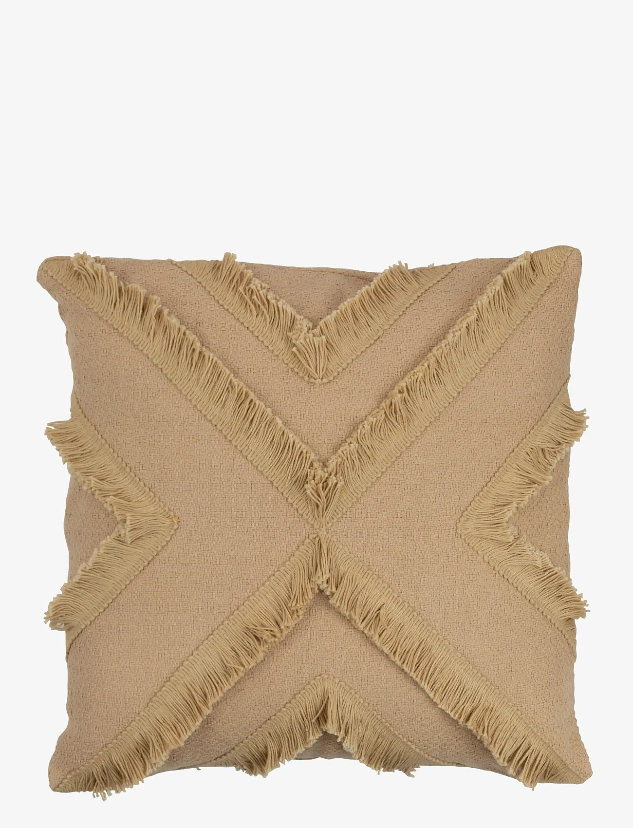 J-Line - CUSHION CROSS SQ POLYES BEIGE - cushions - beige - 0
