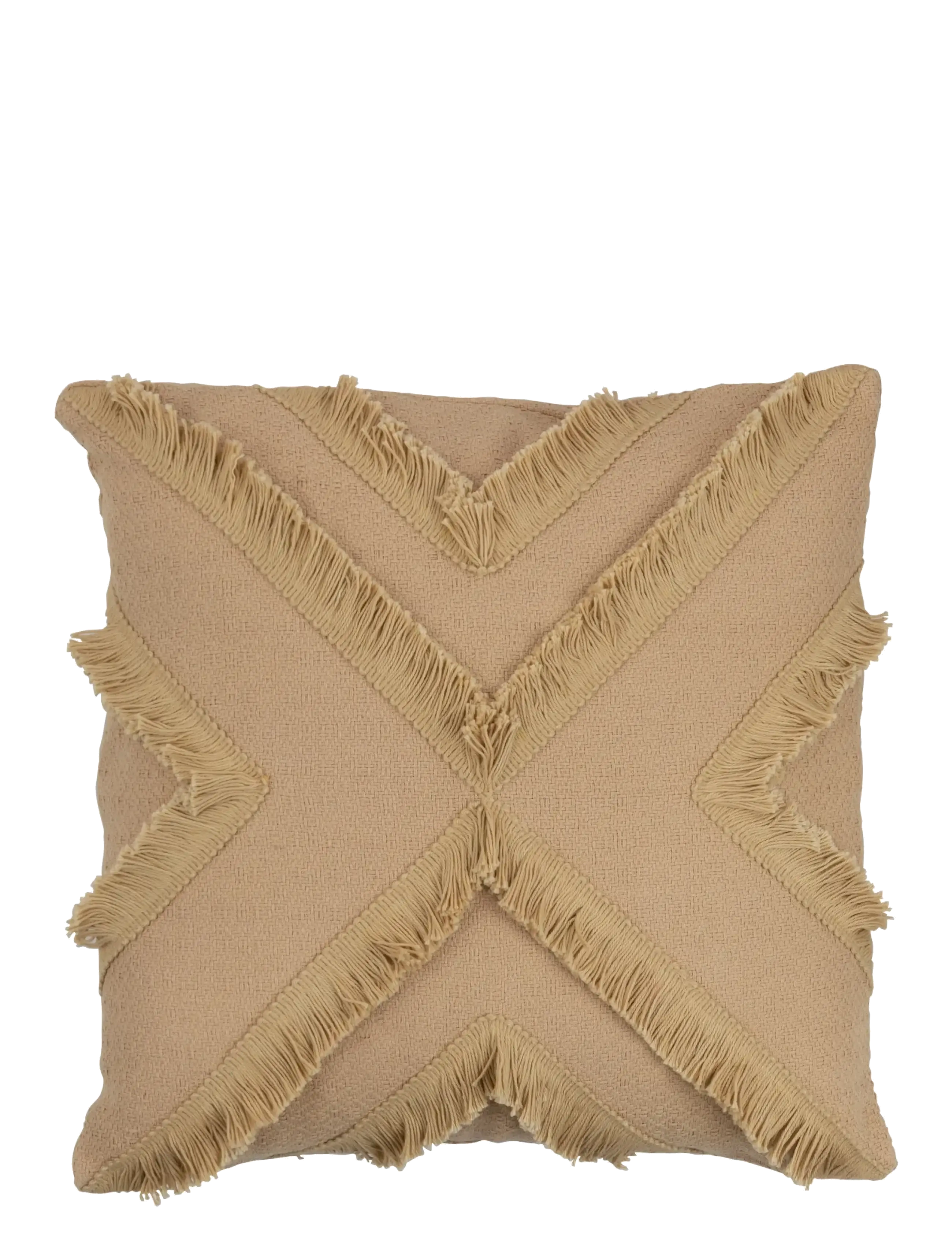 J-Line CUSHION CROSS SQ POLYES BEIGE - Puder & pudebetræk - BEIGE / beige