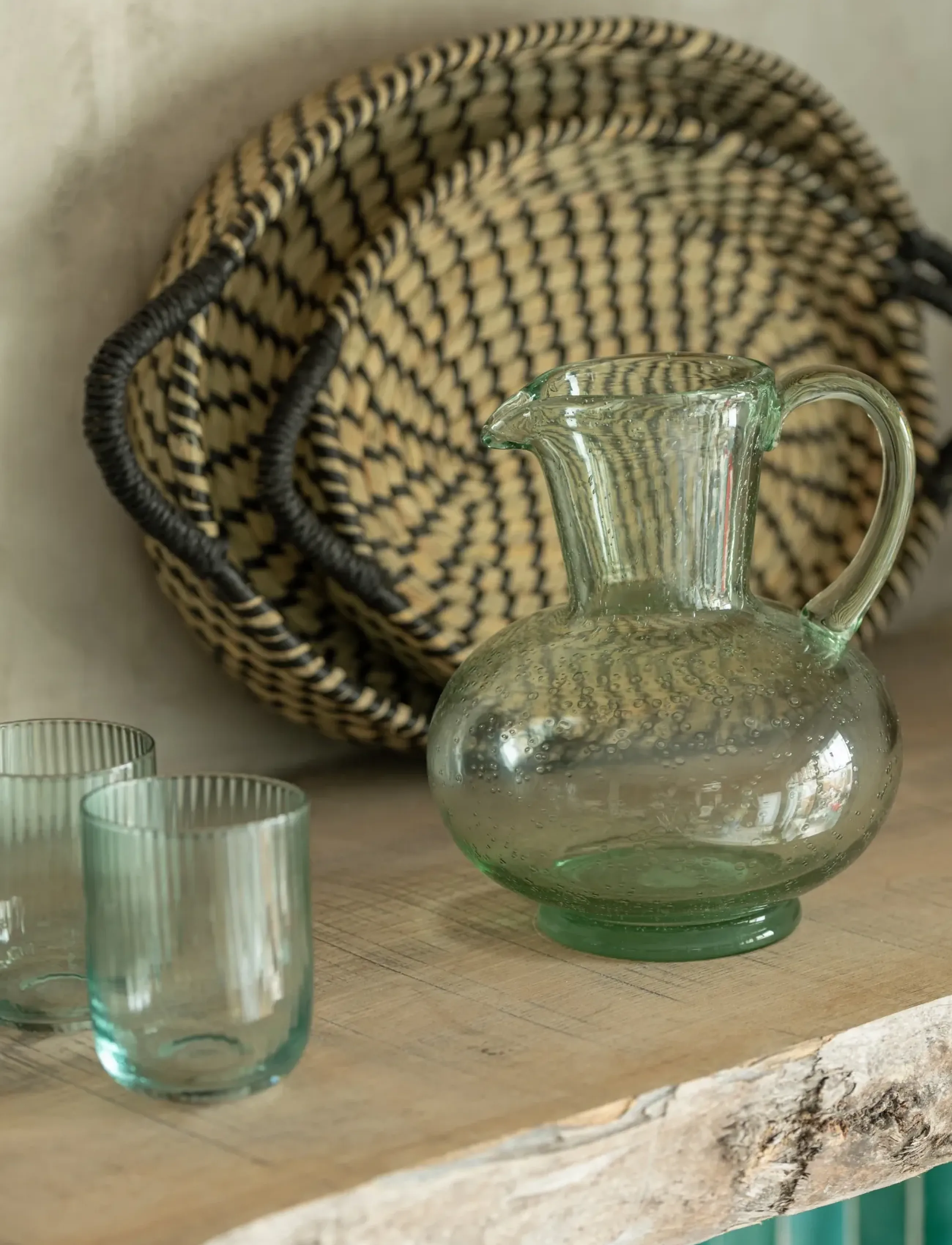 J-Line S/6 Glass Water Kyle Menthe, Ø 7.5 cm, Glass, Grün - Drinking Homeware