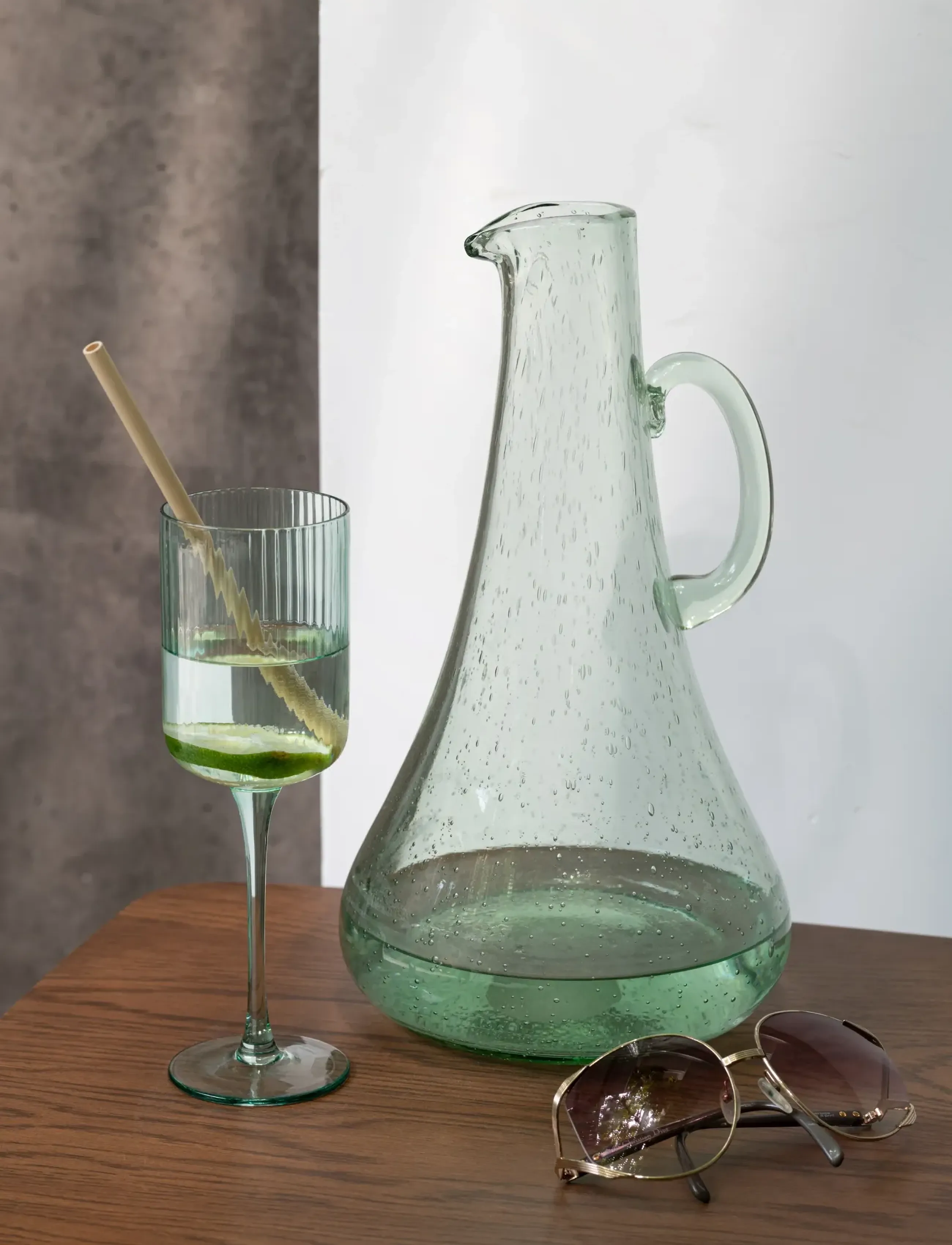 J-Line S/6 Wine Glass Ralph Menthe, Ø 7.5 cm, Glass, Grün - Red Glasses, Homeware