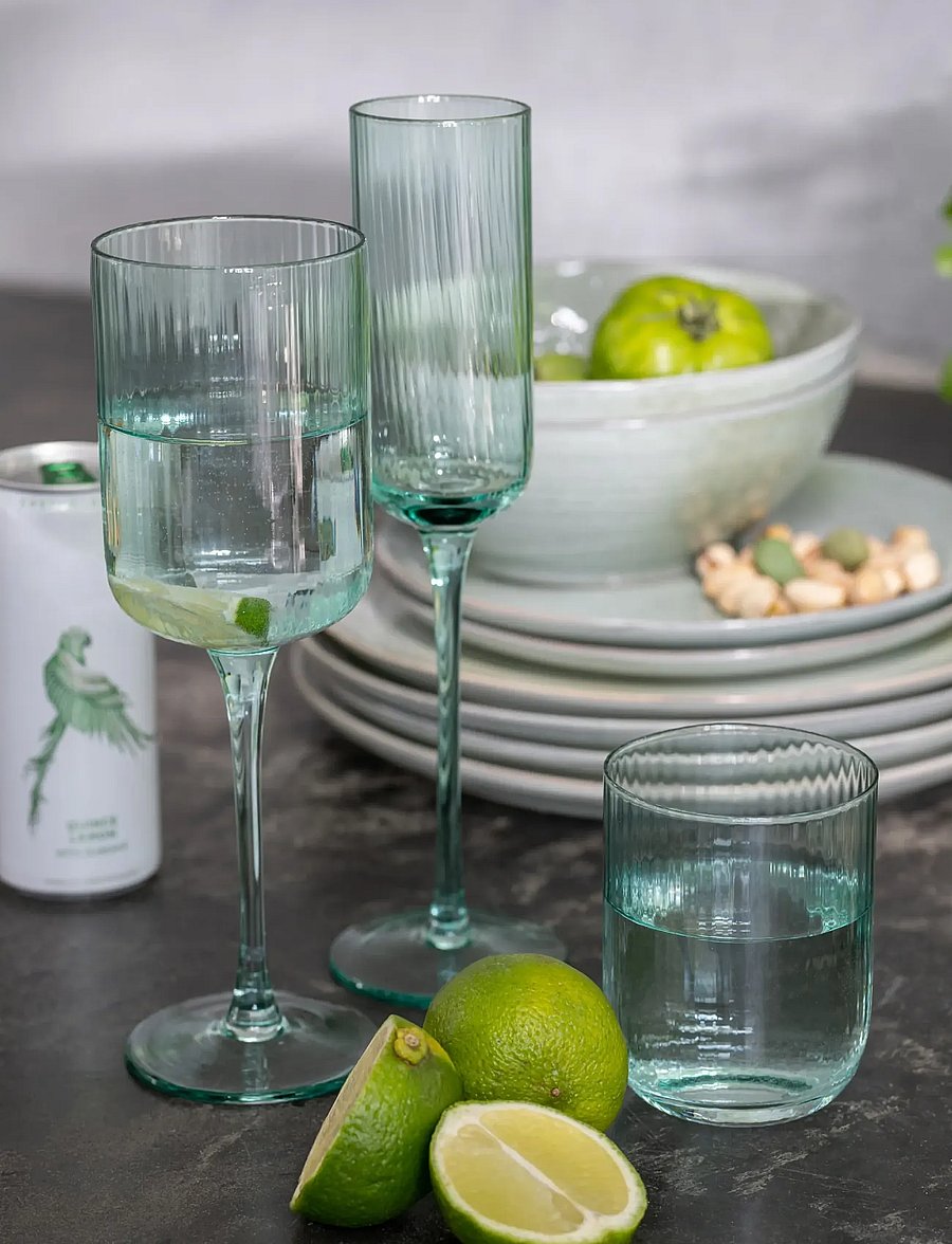 J-Line - S/6 Champagne glass MYL MENTHE - Šampaniešu glāzes - green - 0
