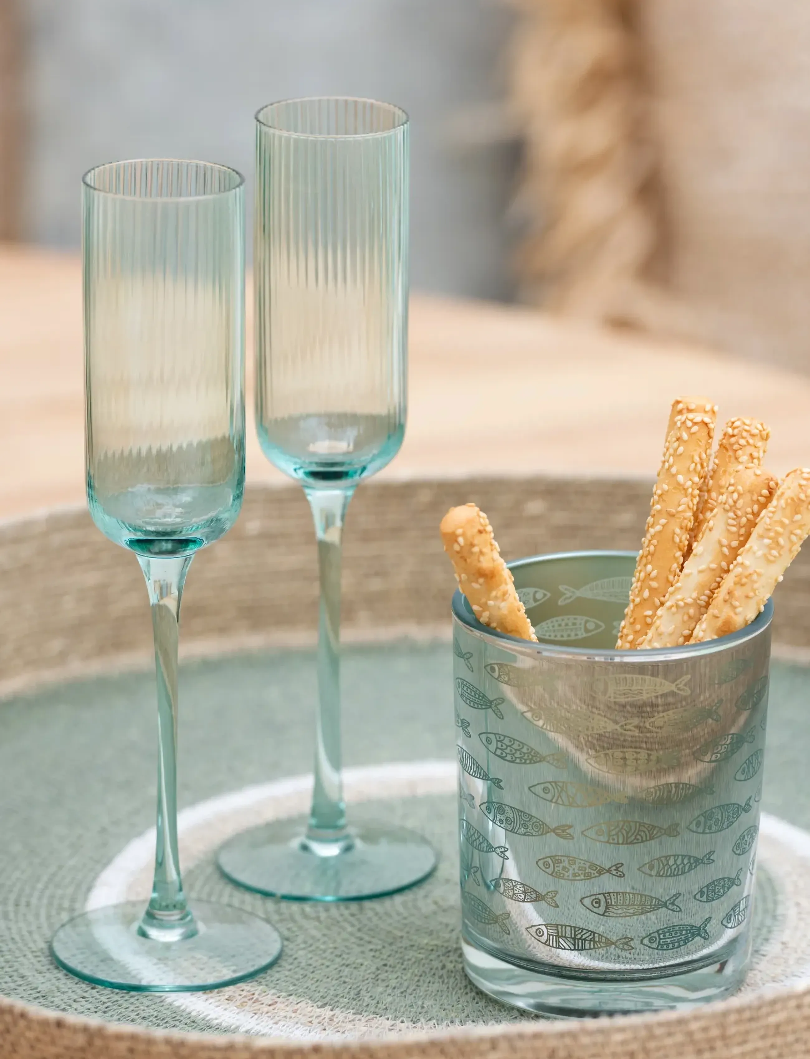 J-Line - S/6 Champagne glass MYL MENTHE - Šampanieša glāzes - green - 3