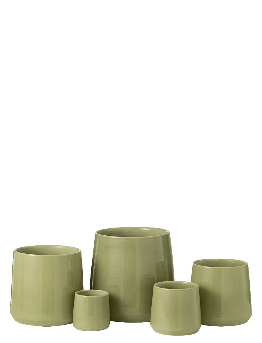 J-Line - FLOWERPOT ROUND CERAMIC GRN S - puķu podi - green - 2
