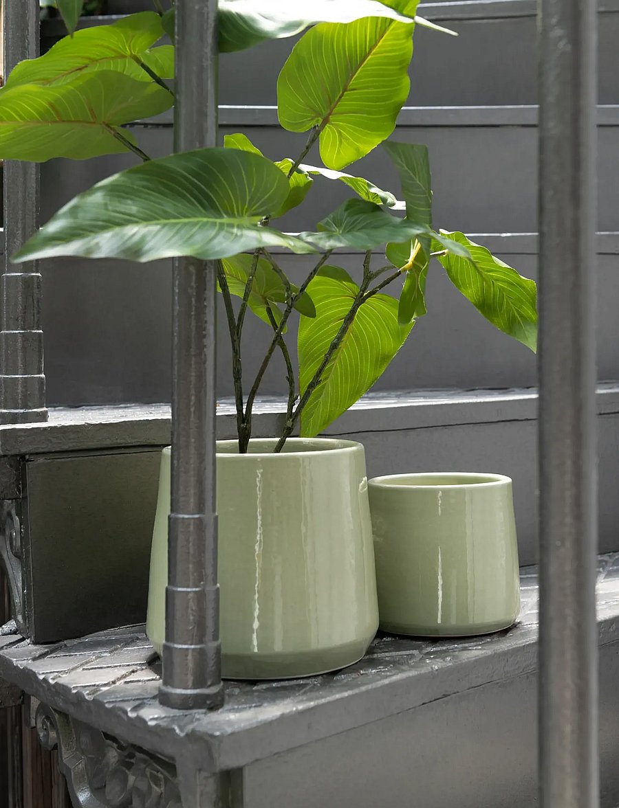 J-Line - FLOWERPOT ROUND CERAMIC GRN S - puķu podi - green - 3