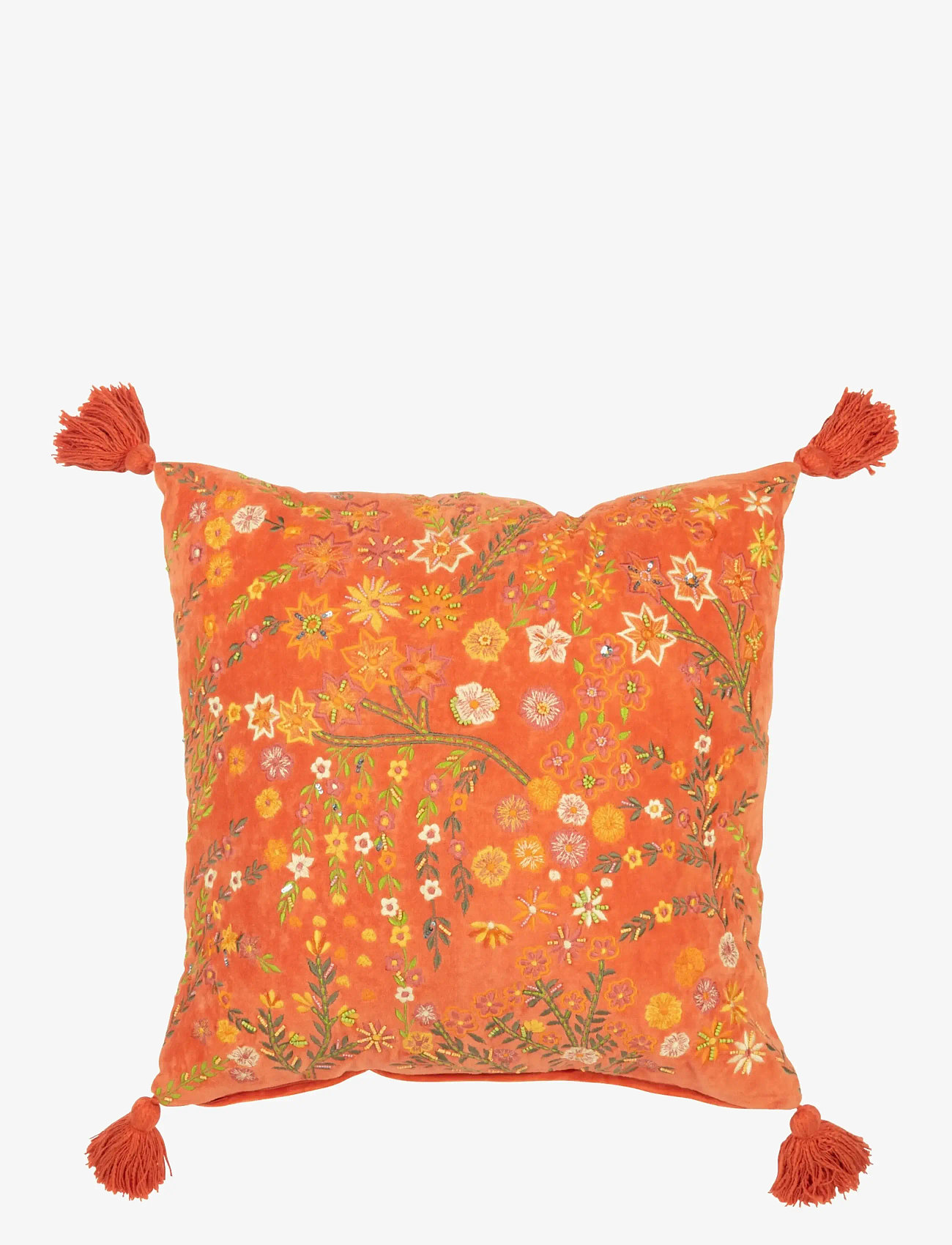 J-Line - CUSHION SQUA FLOW+TAS VELV OR - cushions - orange - 0