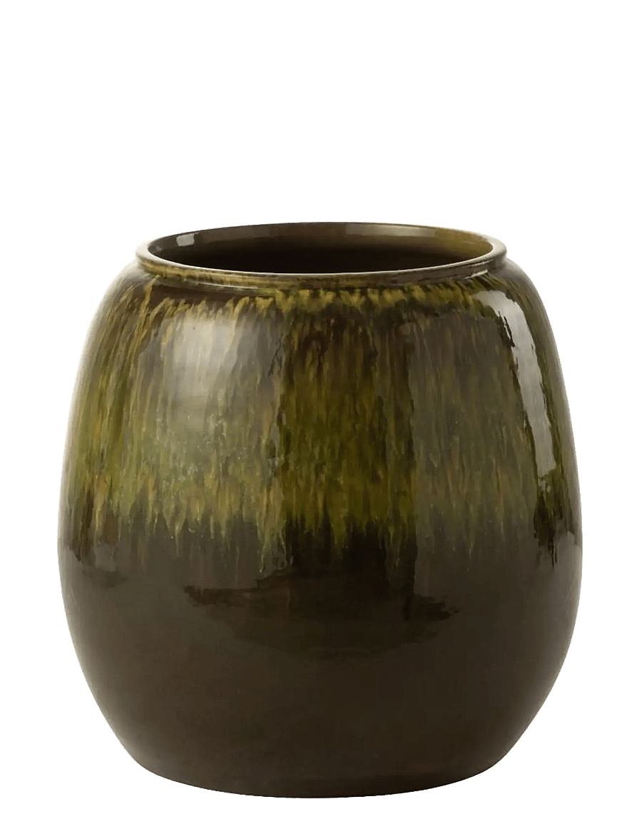 J-Line - FLOWER POT OLIVE CER GREEN - vazonai - multi - 1