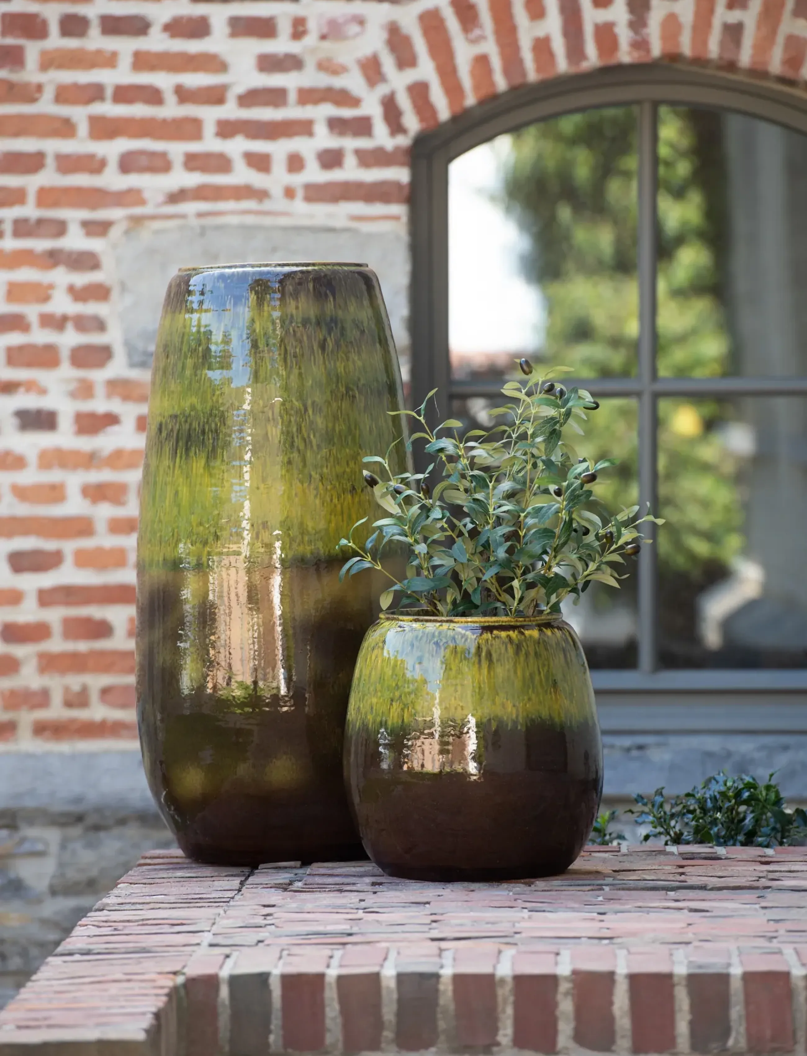 J-Line Flower Pot Olive Cer Green, H36 cm, Decoration, Khakigrün - Pots, Homeware
