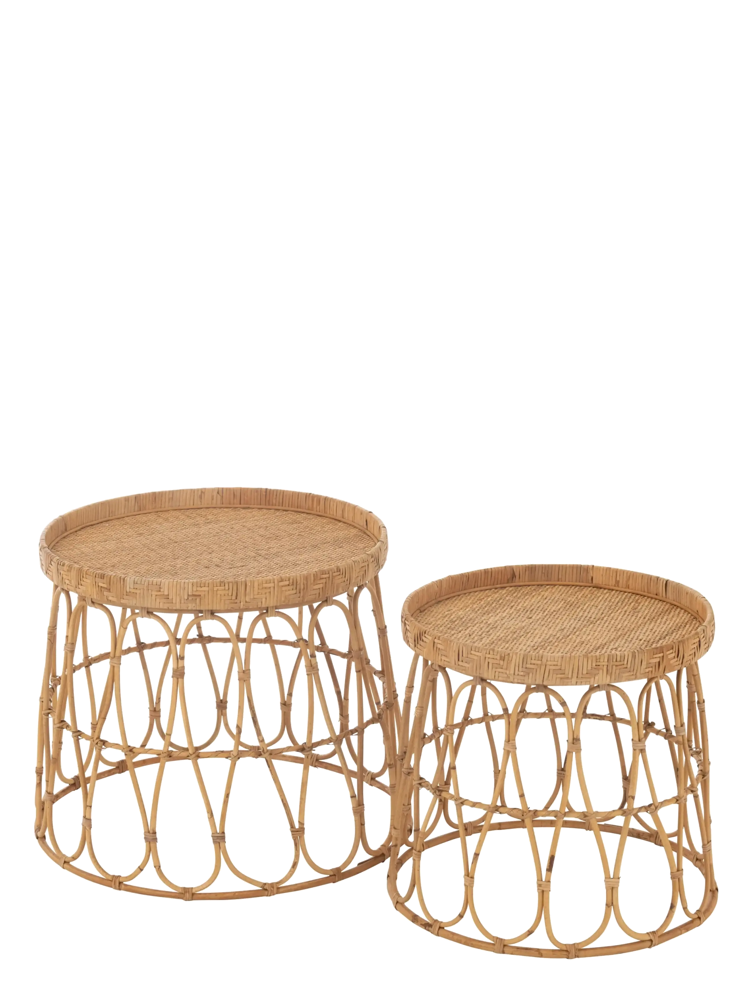 J-Line S/2 Tables Rat/Ply Nat, Ø 50.5 cm, - Side & Small Tables, Homeware