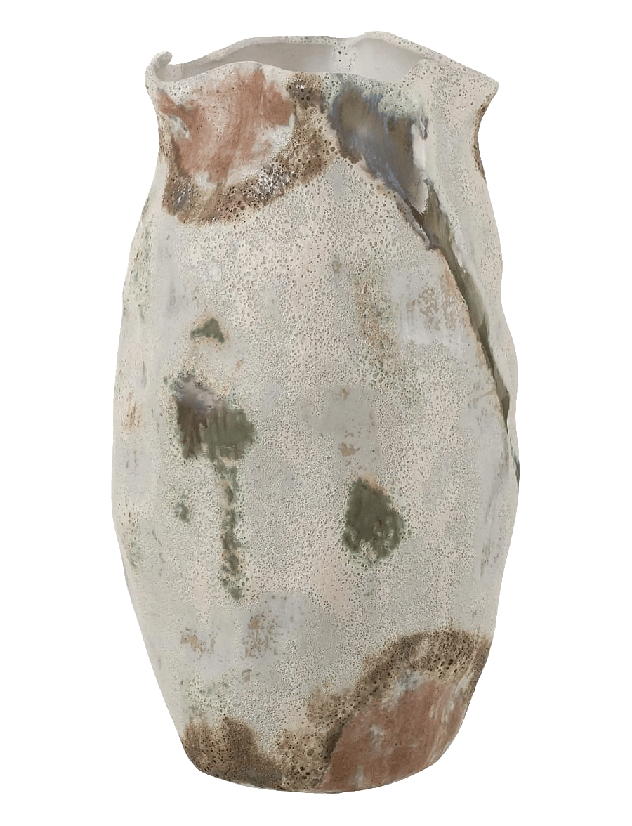 J-Line - VASE MOON TEXT CYL CLAY MIX - vaasid - beige - 1