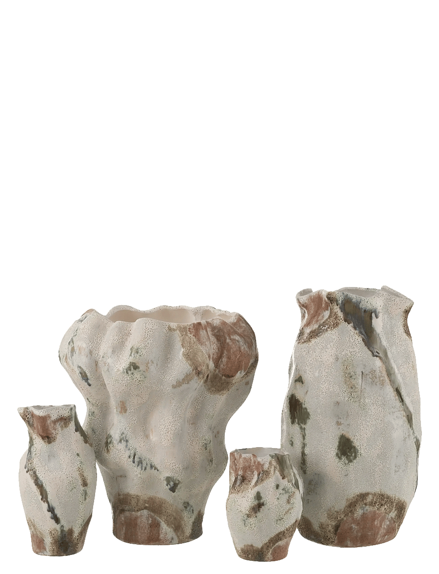 J-Line - VASE MOON TEXT ANEM CLAY MIX - vazos - beige - 1
