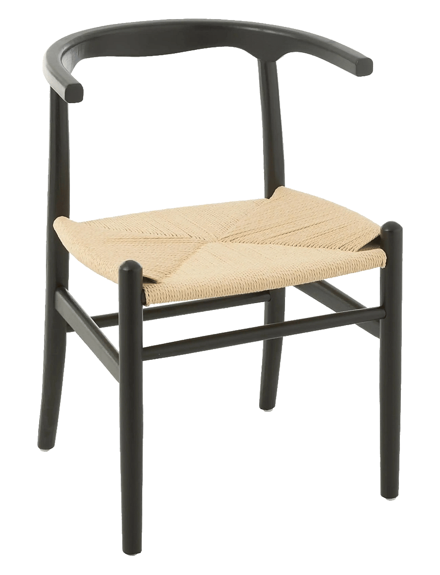 J-Line - S/2 CHAIR TOON BEECH WOOD/ROPE BLA - stole - black - 1