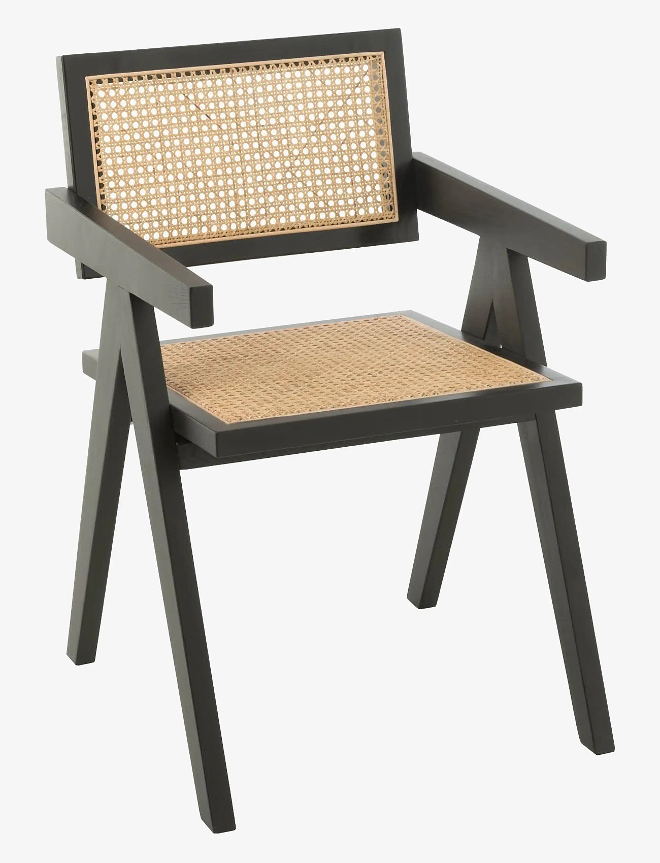 J-Line - CHAIR GRID ASH WOOD/RATTAN BLA - lehnstühle - black - 1