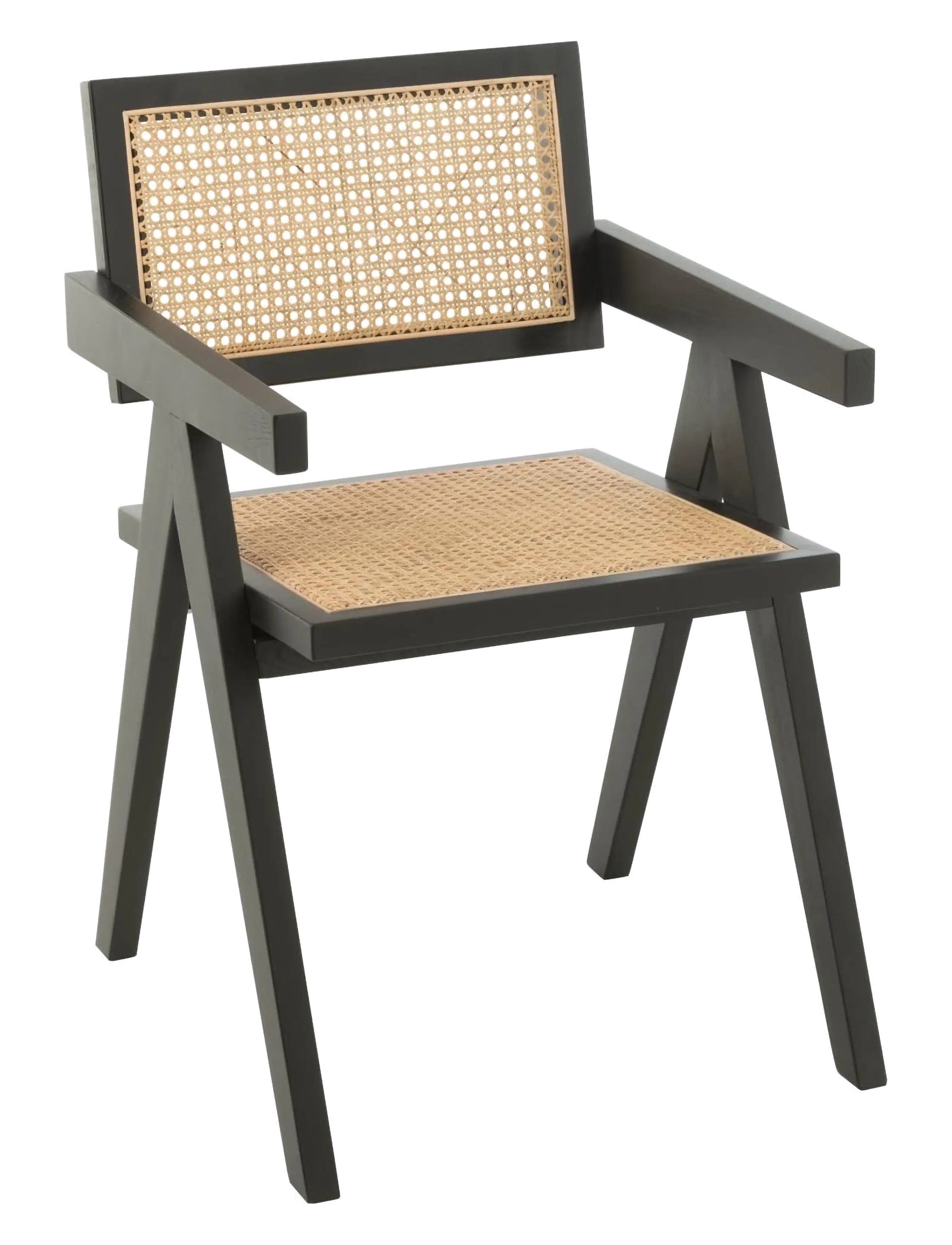 J-Line CHAIR GRID ASH WOOD/RATTAN BLA - Möbel - BLACK / black