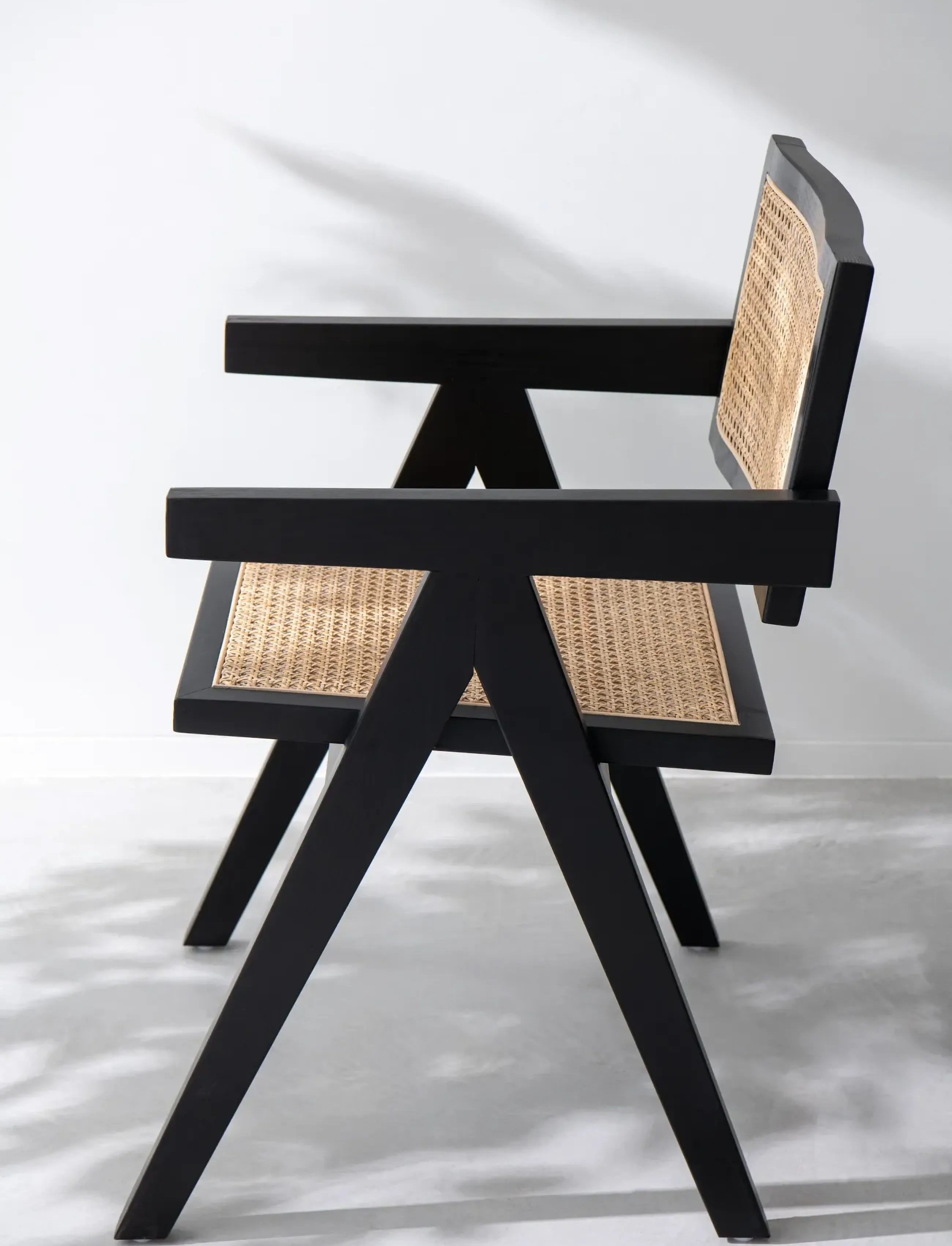 J-Line - CHAIR GRID ASH WOOD/RATTAN BLA - fauteuils - black - 5
