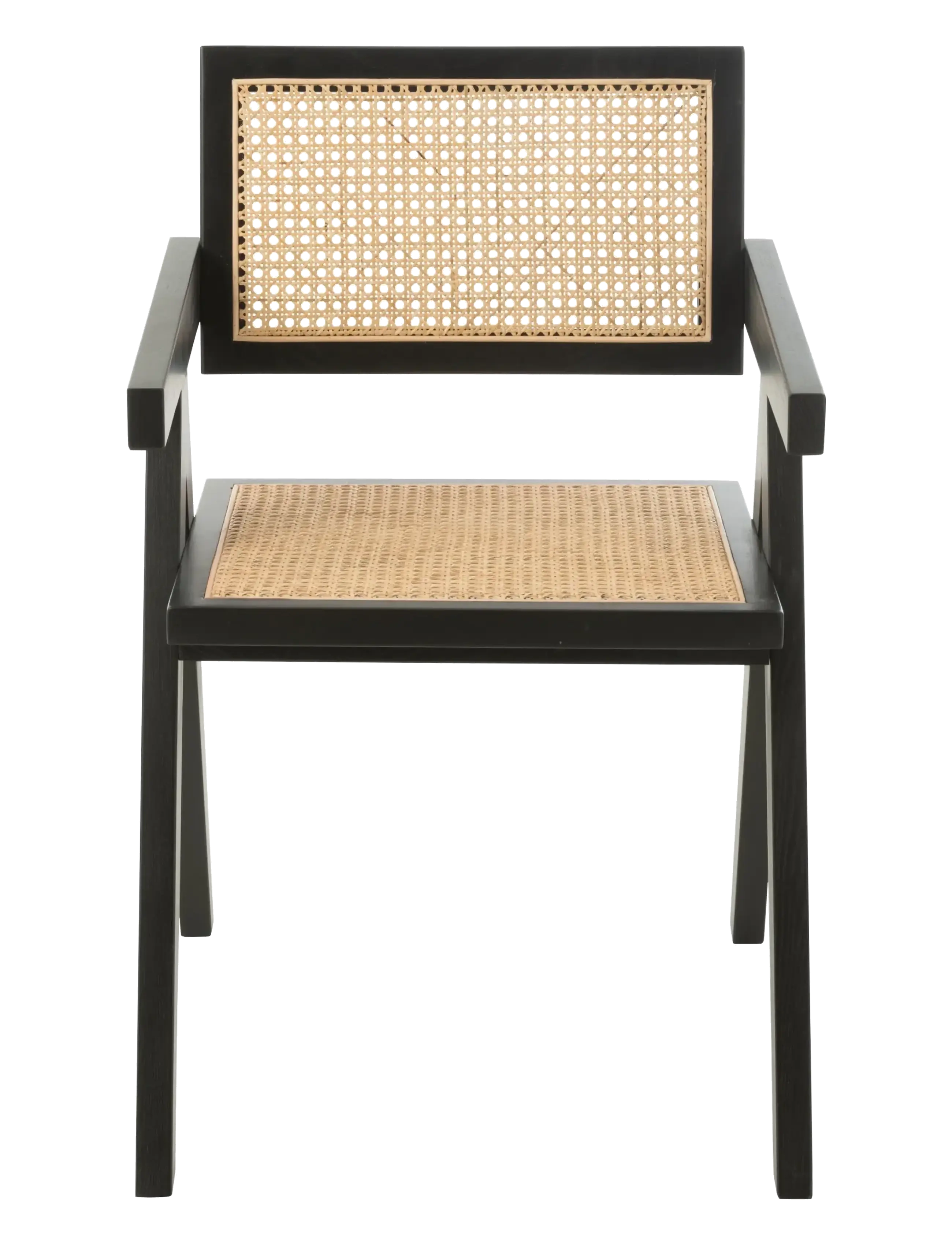 J-Line - CHAIR GRID ASH WOOD/RATTAN BLA - fauteuils - black - 2