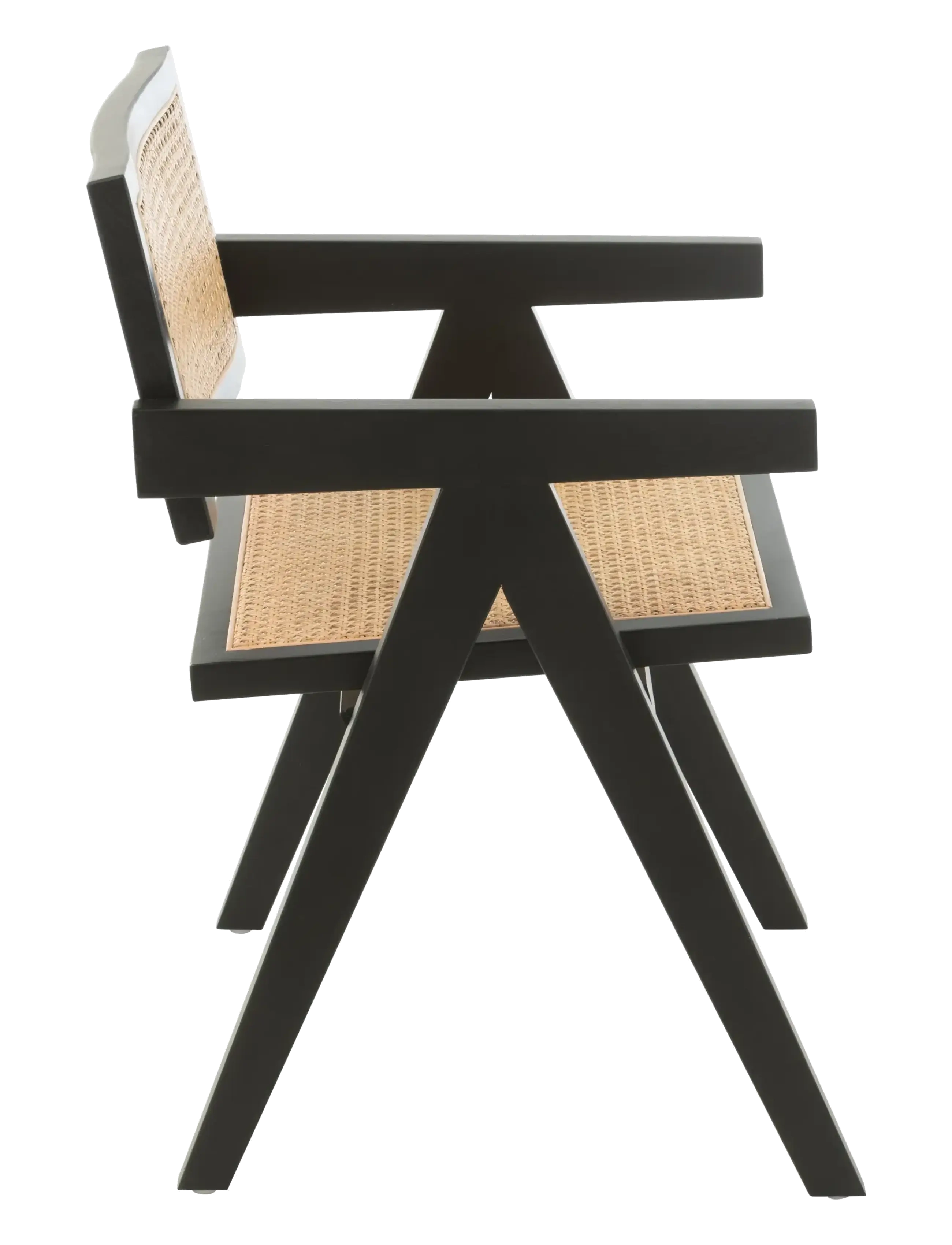 J-Line - CHAIR GRID ASH WOOD/RATTAN BLA - fauteuils - black - 3