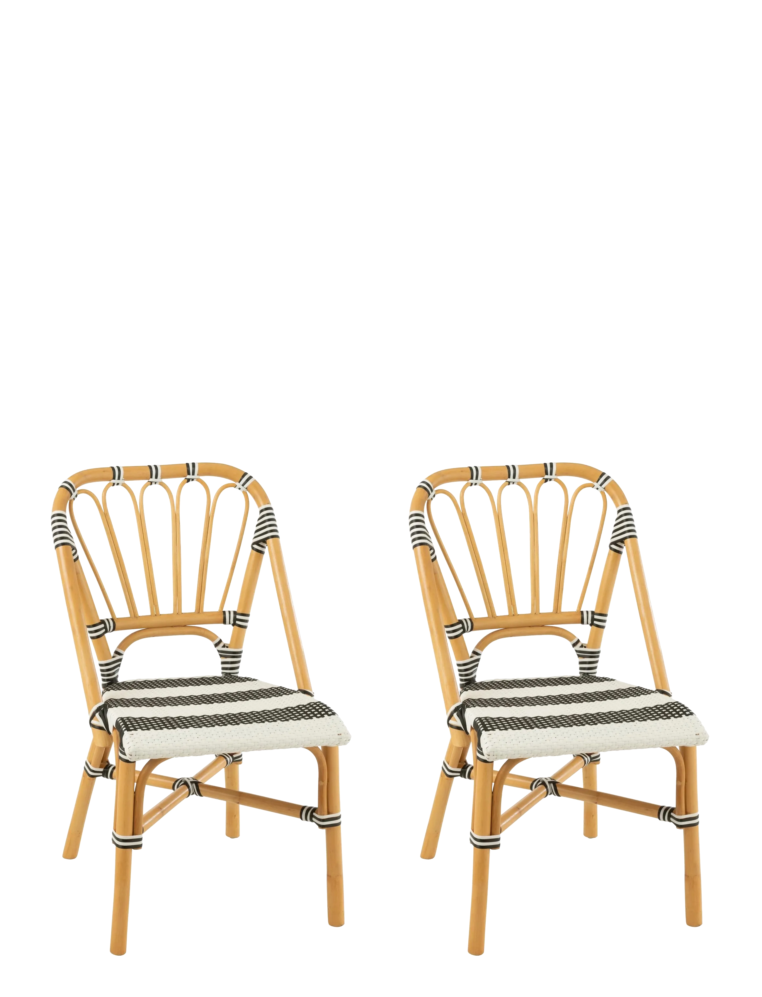 J-Line S/2 Dining Chair Rattan Bla/Wh, Stol, Sort, Str: H85CM