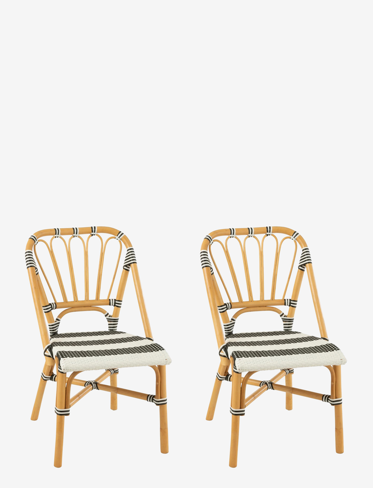 J-Line - S/2 DINING CHAIR RATTAN BLA/WH - stole - black - 0