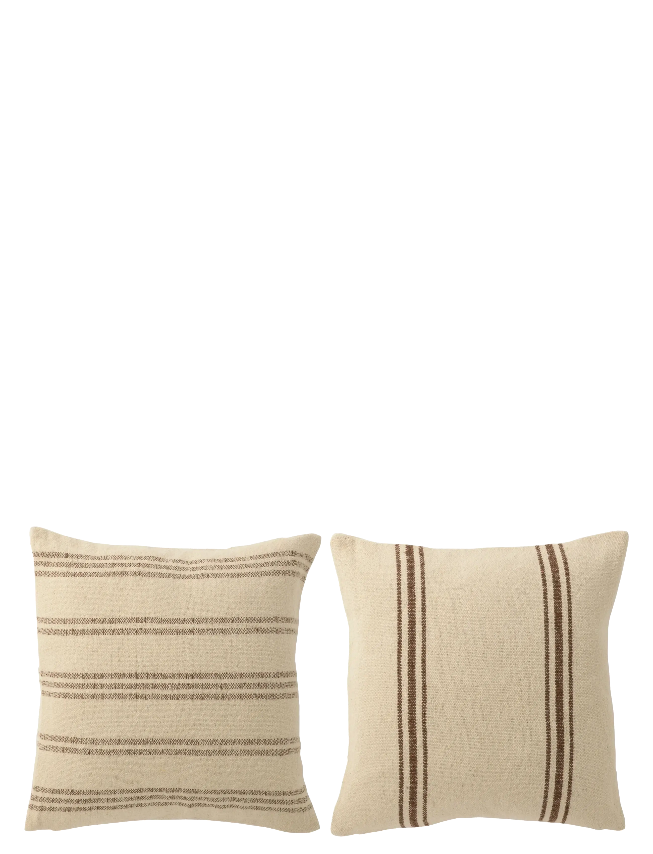 J-Line S/2 CUSHION REC COTT WH/BR - Textilien - BROWN / cream