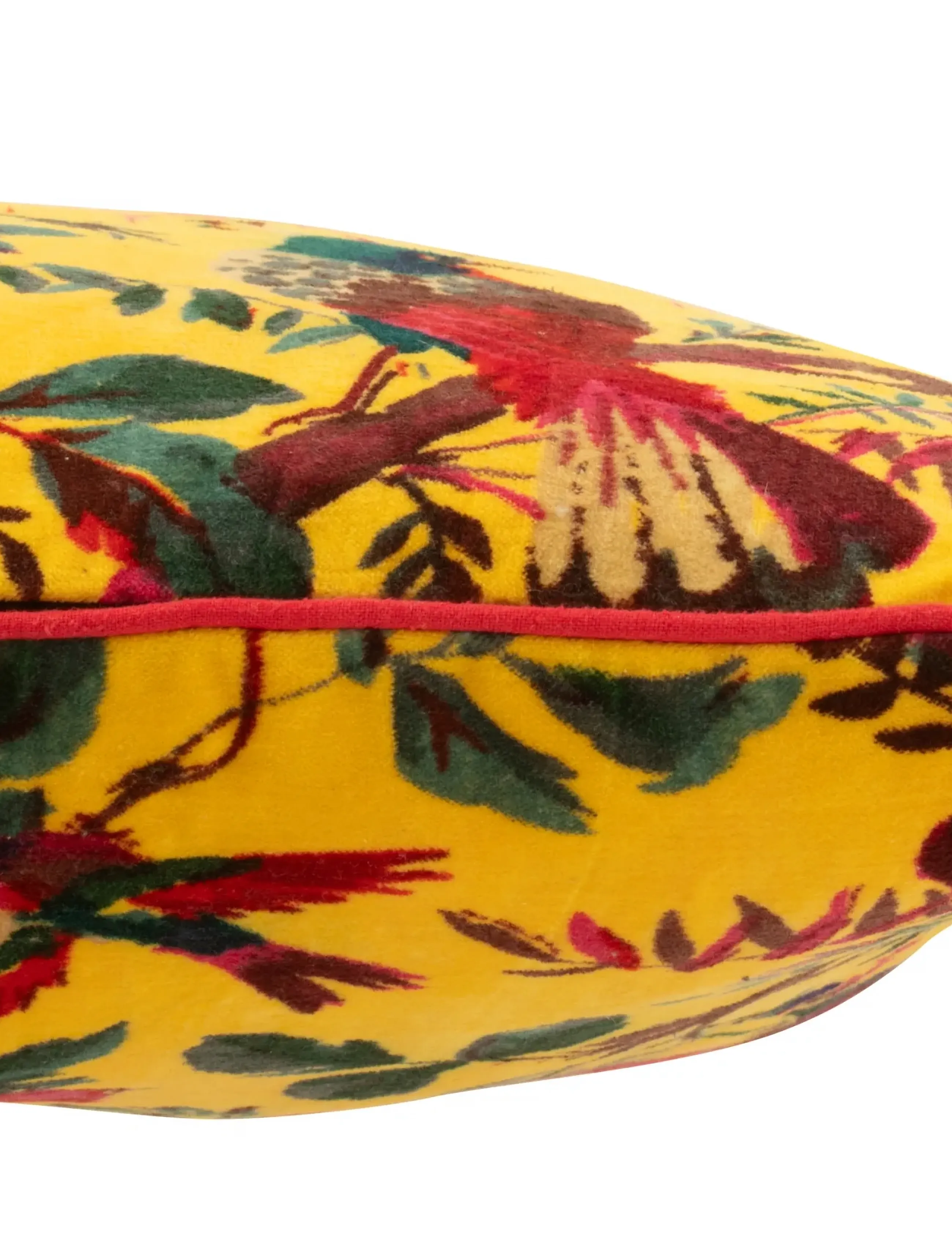 J-Line - CUSHION BIRD/FLOW COTT VELV YE - cushions - yellow - 2