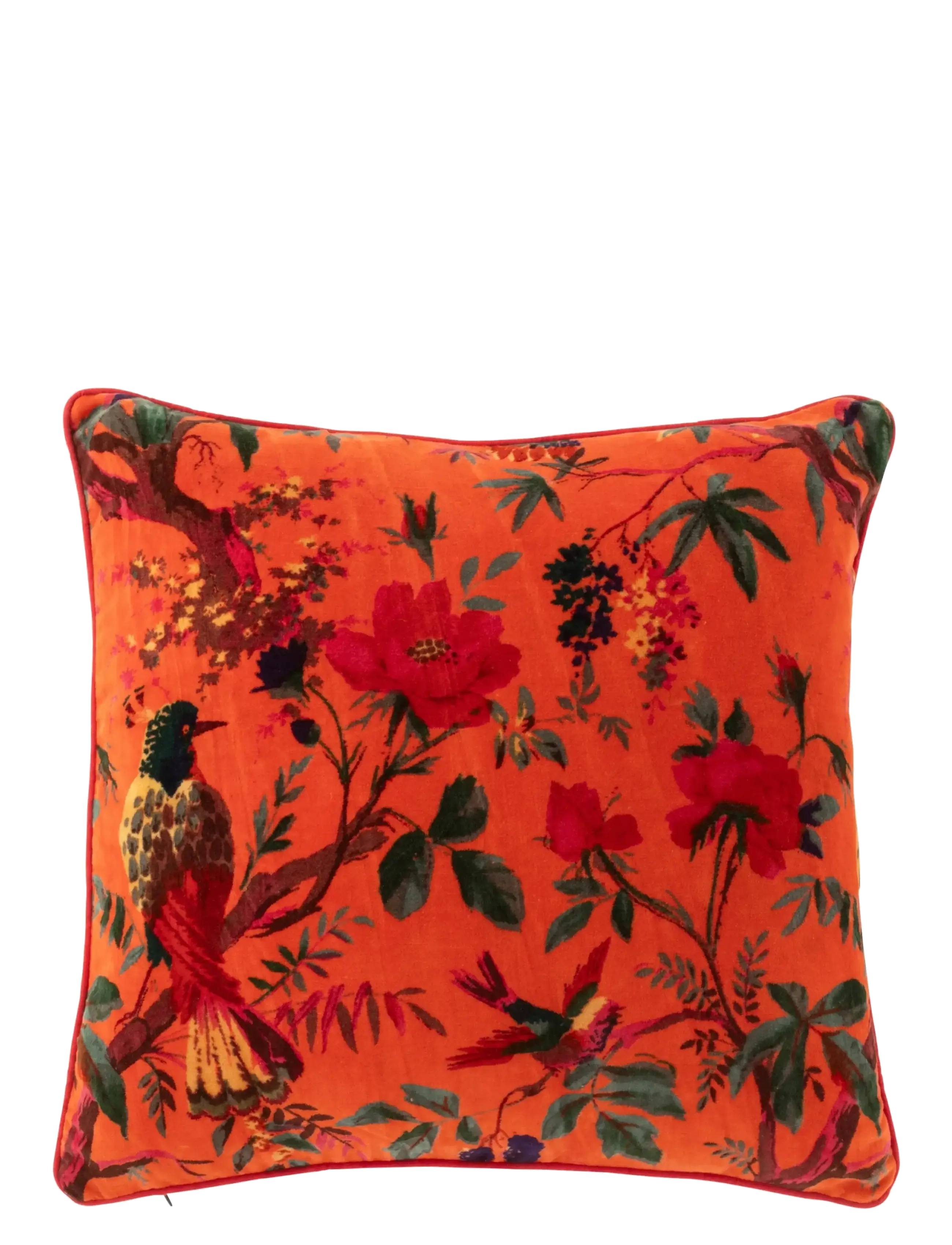 J-Line - CUSHION BIRD/FLOW COTT VELV OR - orange - 1