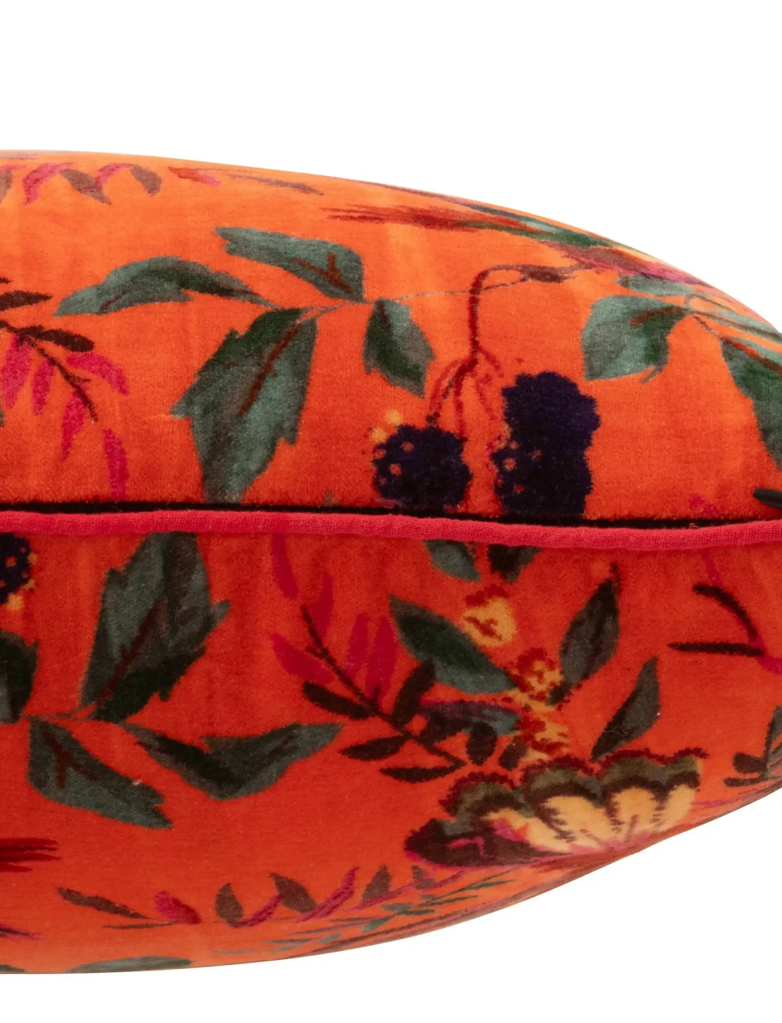 J-Line - CUSHION BIRD/FLOW COTT VELV OR - orange - 2