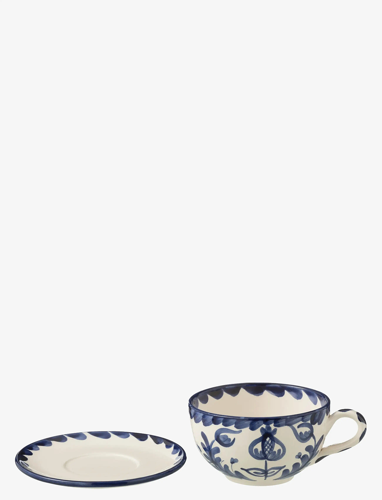 J-Line - CUP+PLATE GRANADA CER WH/BLU - tekopper - multi - 1