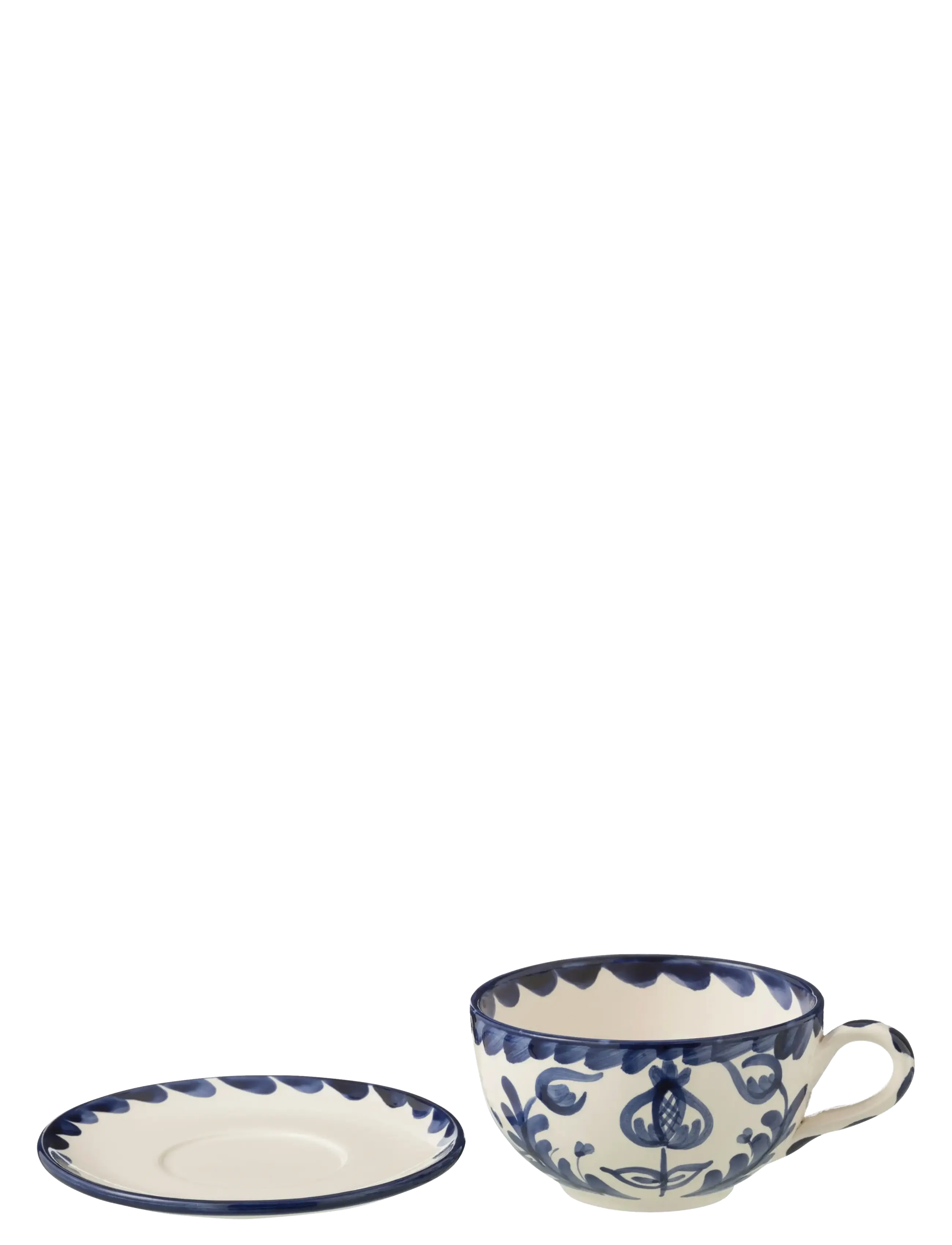 J-Line - CUP+PLATE GRANADA CER WH/BLU - teetassen - multi - 1