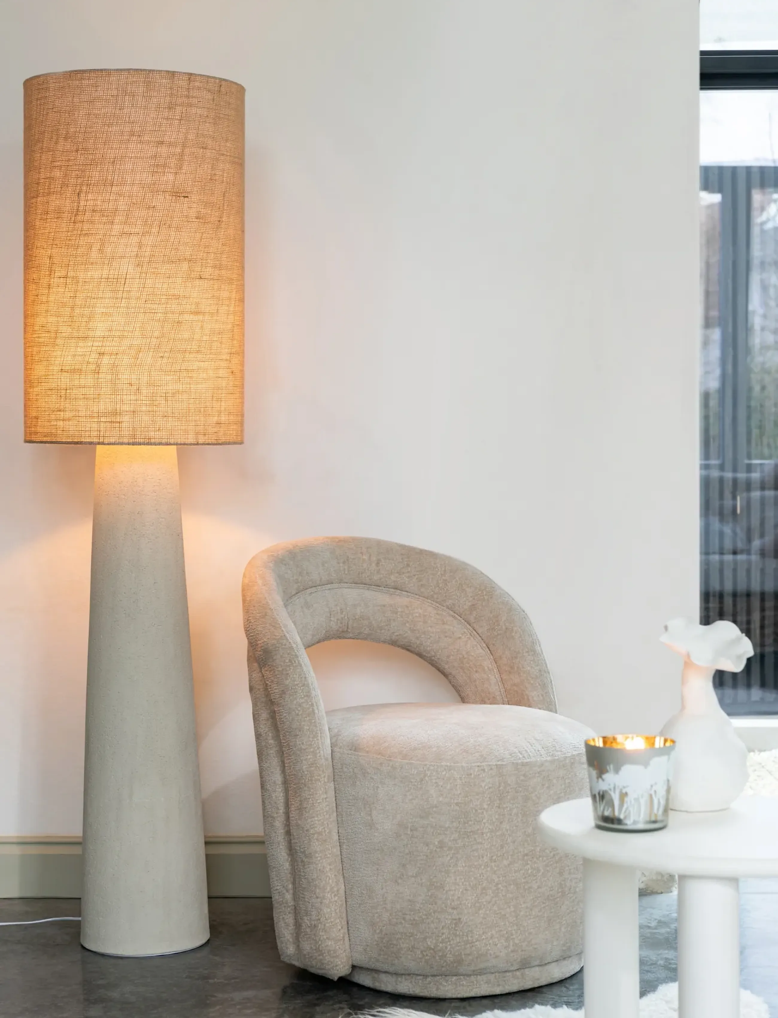 J-Line - FLOOR LAMP AVA FIB-GL/JUTE N S - white - 3
