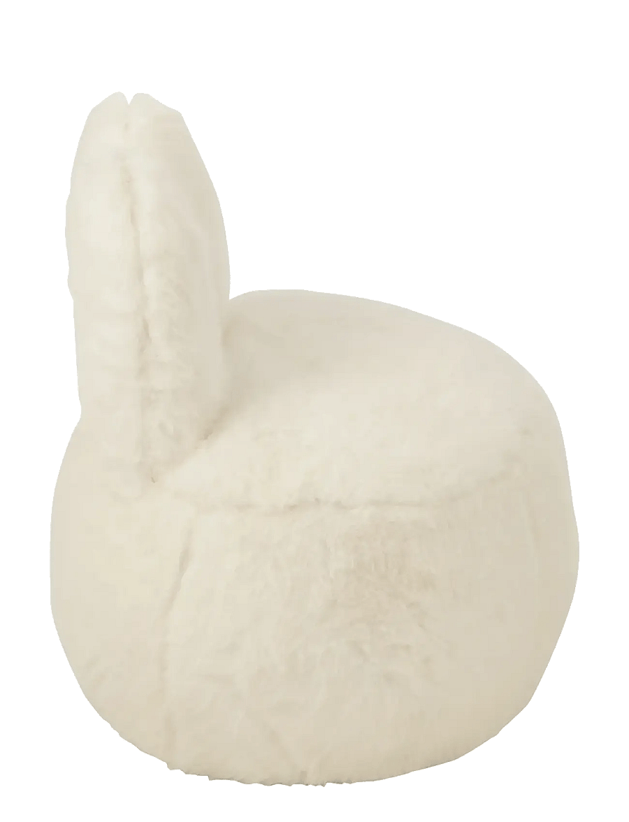 J-Line - STOOL FUR WITH BUNNY EARS WOOD WHITE - poufs & lehnstühle - white - 2