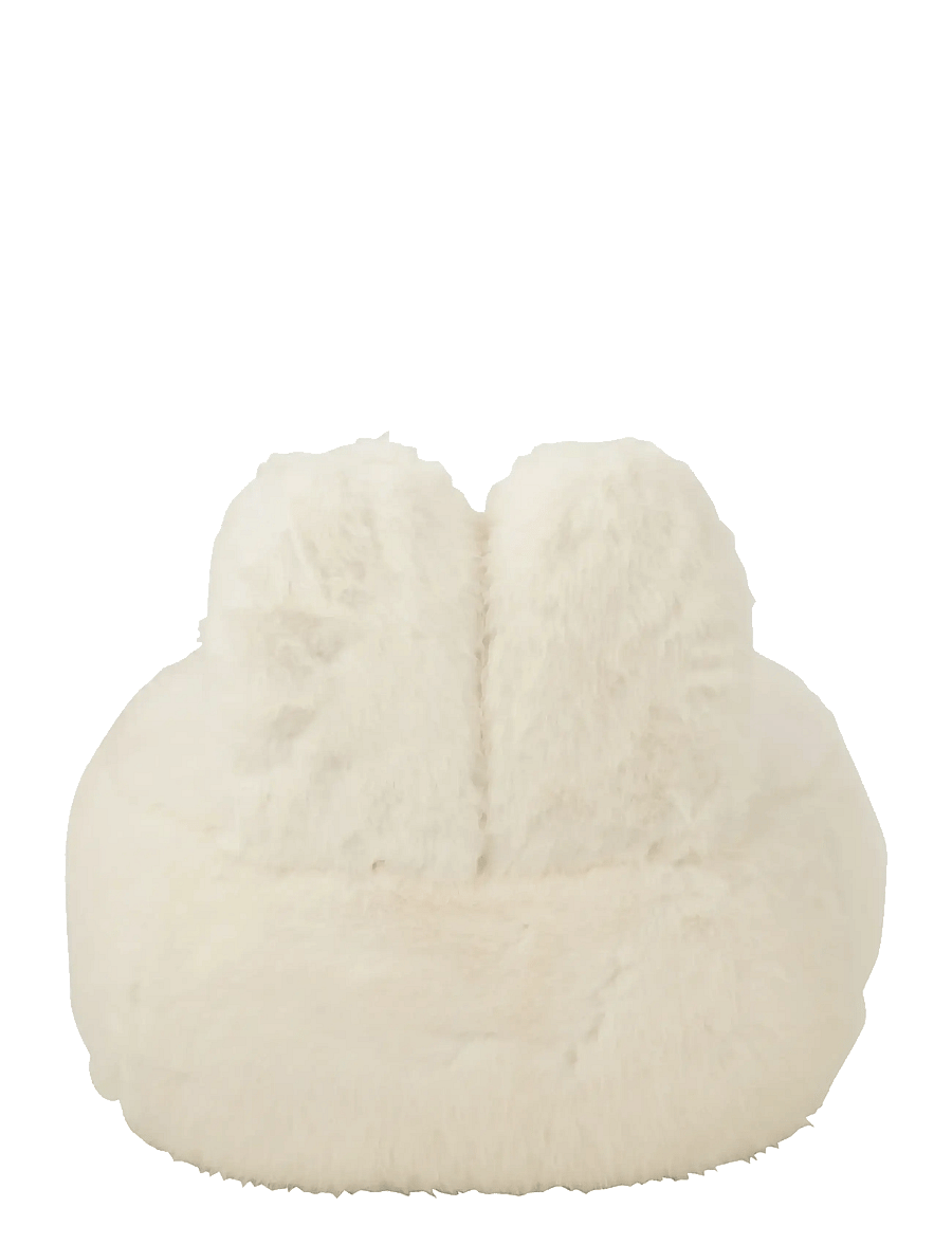 J-Line - STOOL FUR WITH BUNNY EARS WOOD WHITE - poufs & lehnstühle - white - 3